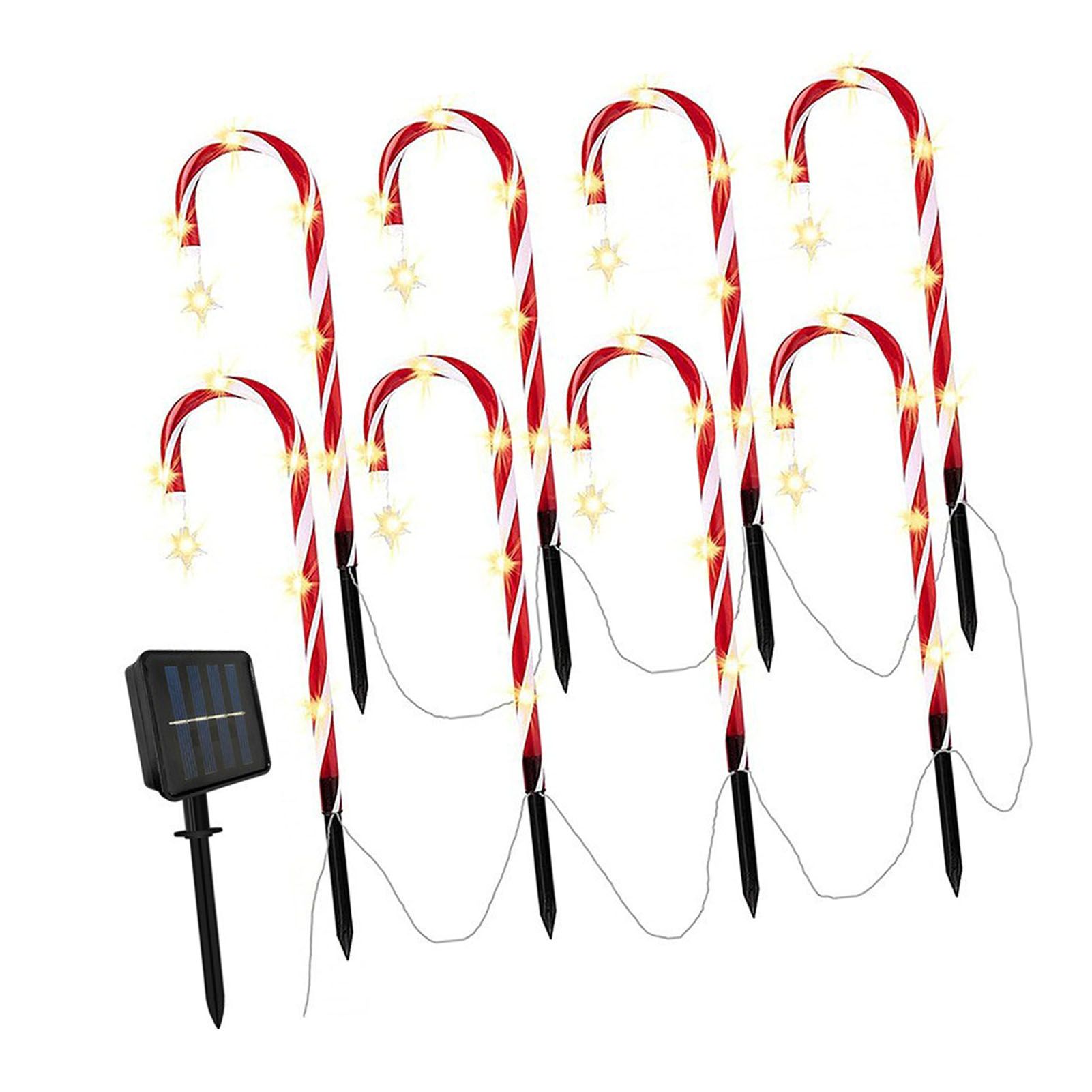 12 Pack Solar Candy Cane Lights 8 Modes Xmas Decorations Ground Stake Outdoor view 9