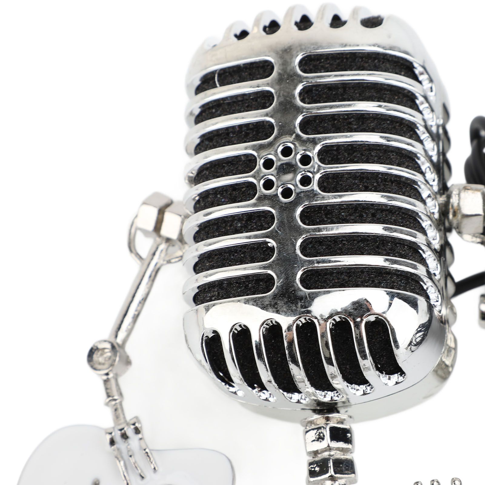 Vintage Microphone Guitar Robot Table Lamp Aluminum Retro Metal Robot Night view 2