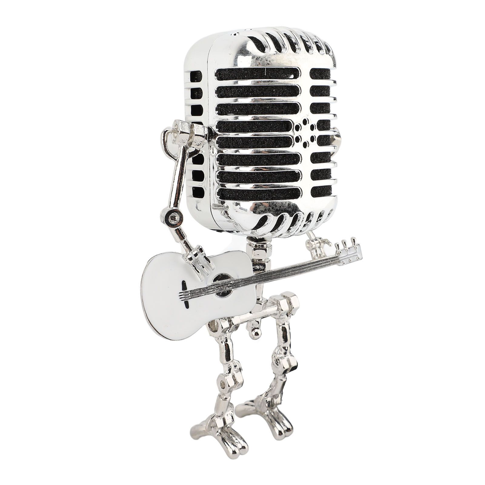 Vintage Microphone Guitar Robot Table Lamp Aluminum Retro Metal Robot Night view 9