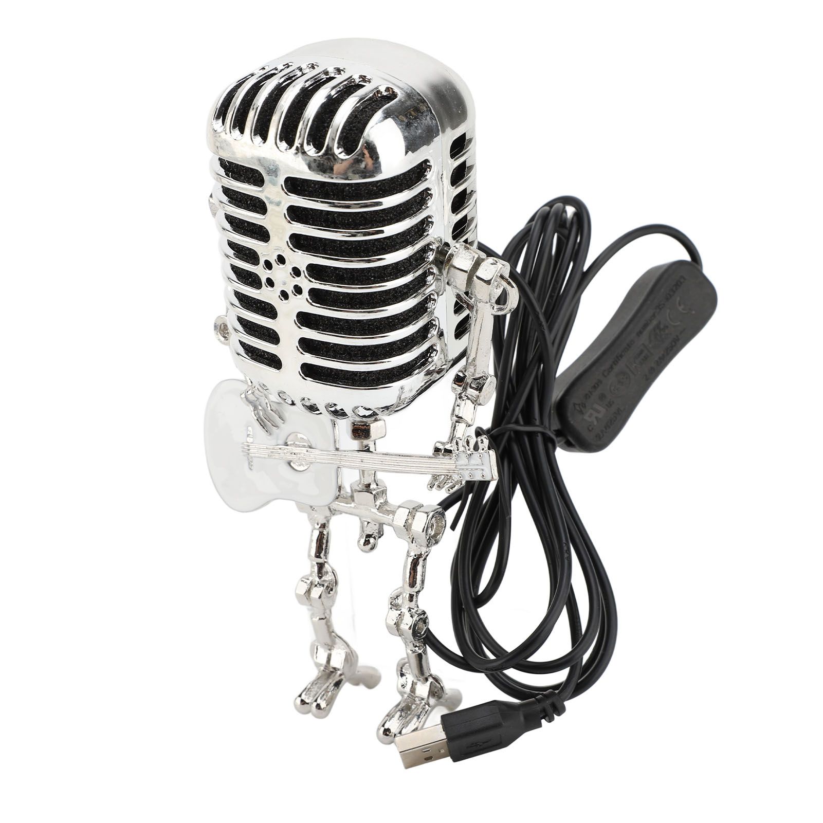 Vintage Microphone Guitar Robot Table Lamp Aluminum Retro Metal Robot Night view 11