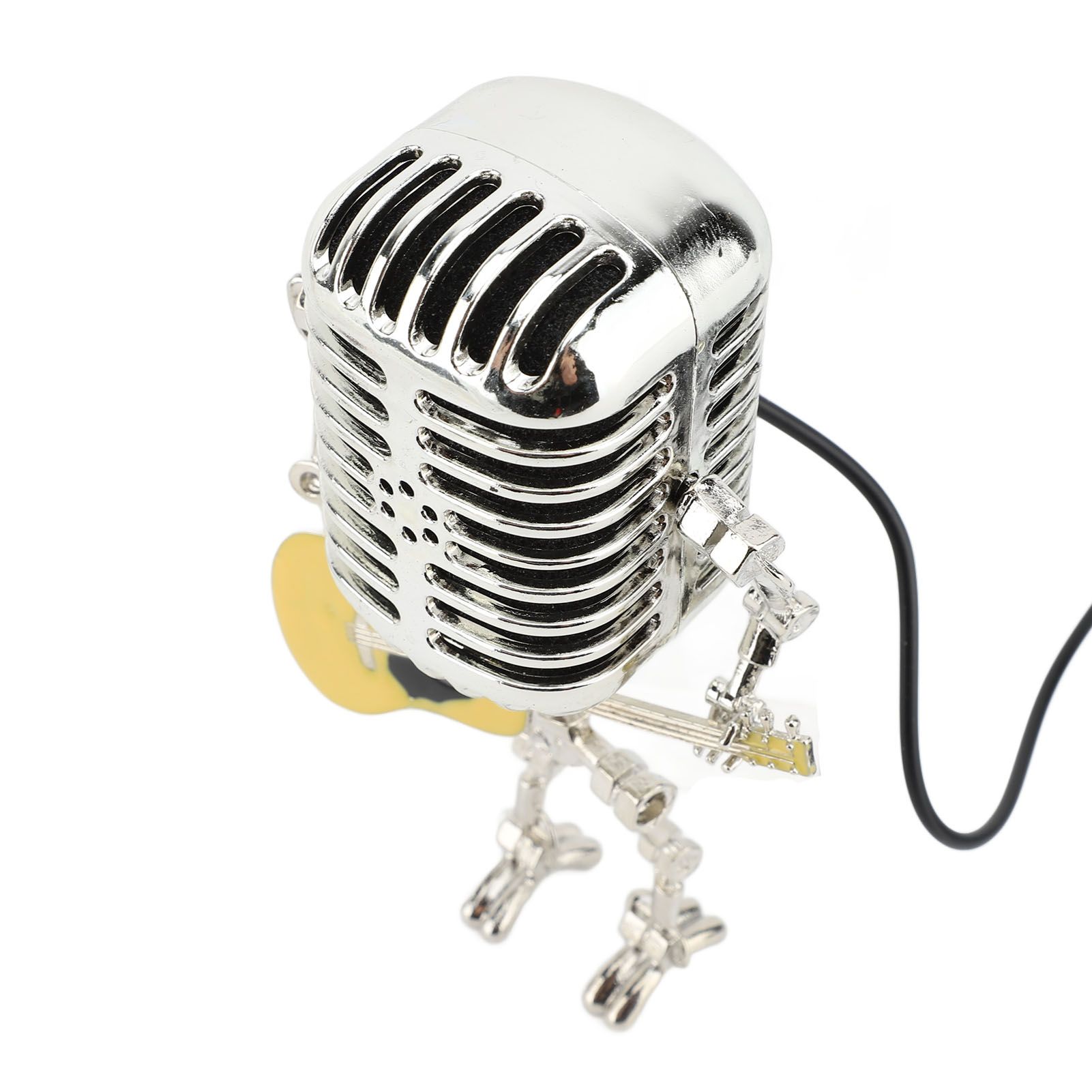 Vintage Microphone Guitar Robot Table Lamp Aluminum Retro Metal Robot Night view 4