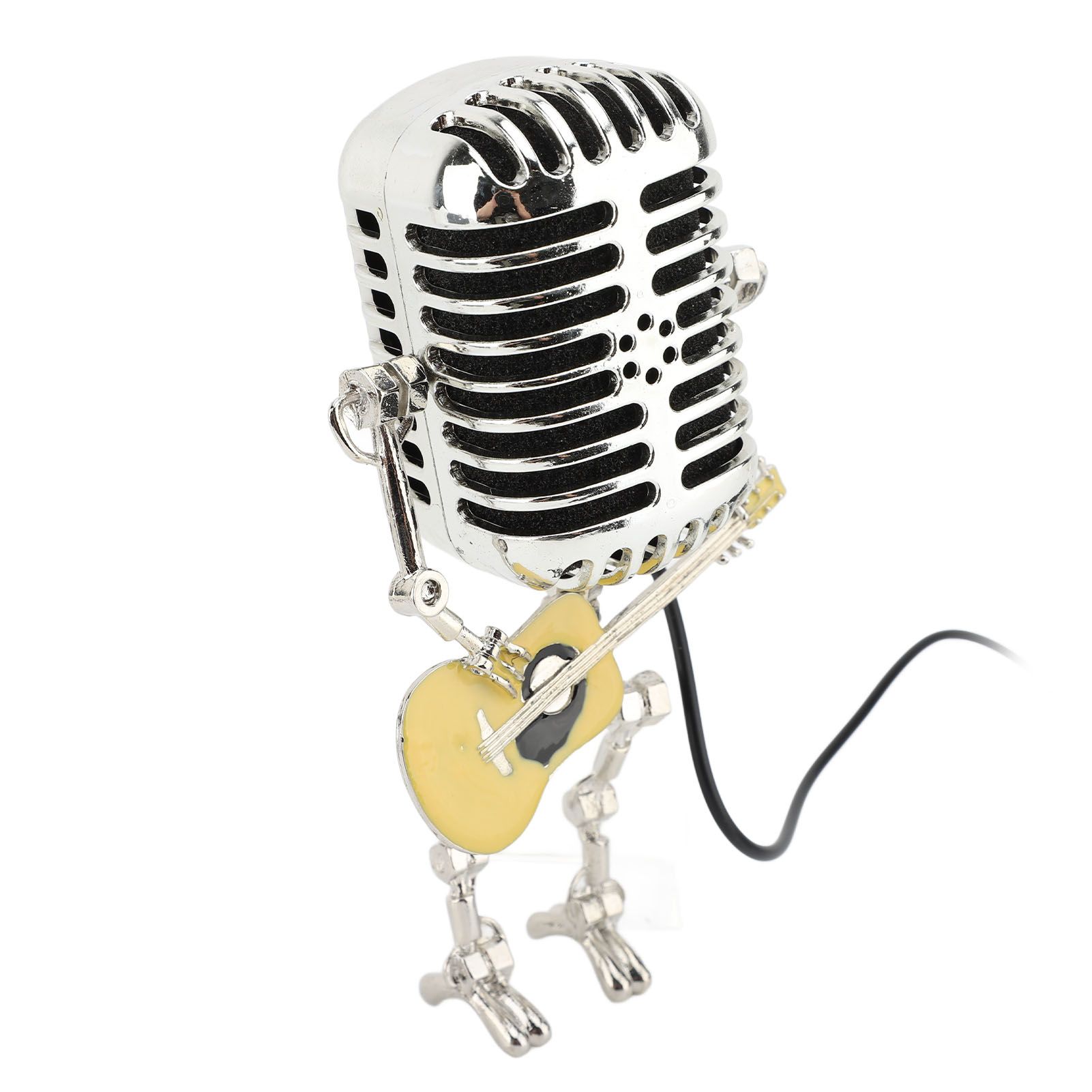 Vintage Microphone Guitar Robot Table Lamp Aluminum Retro Metal Robot Night view 8