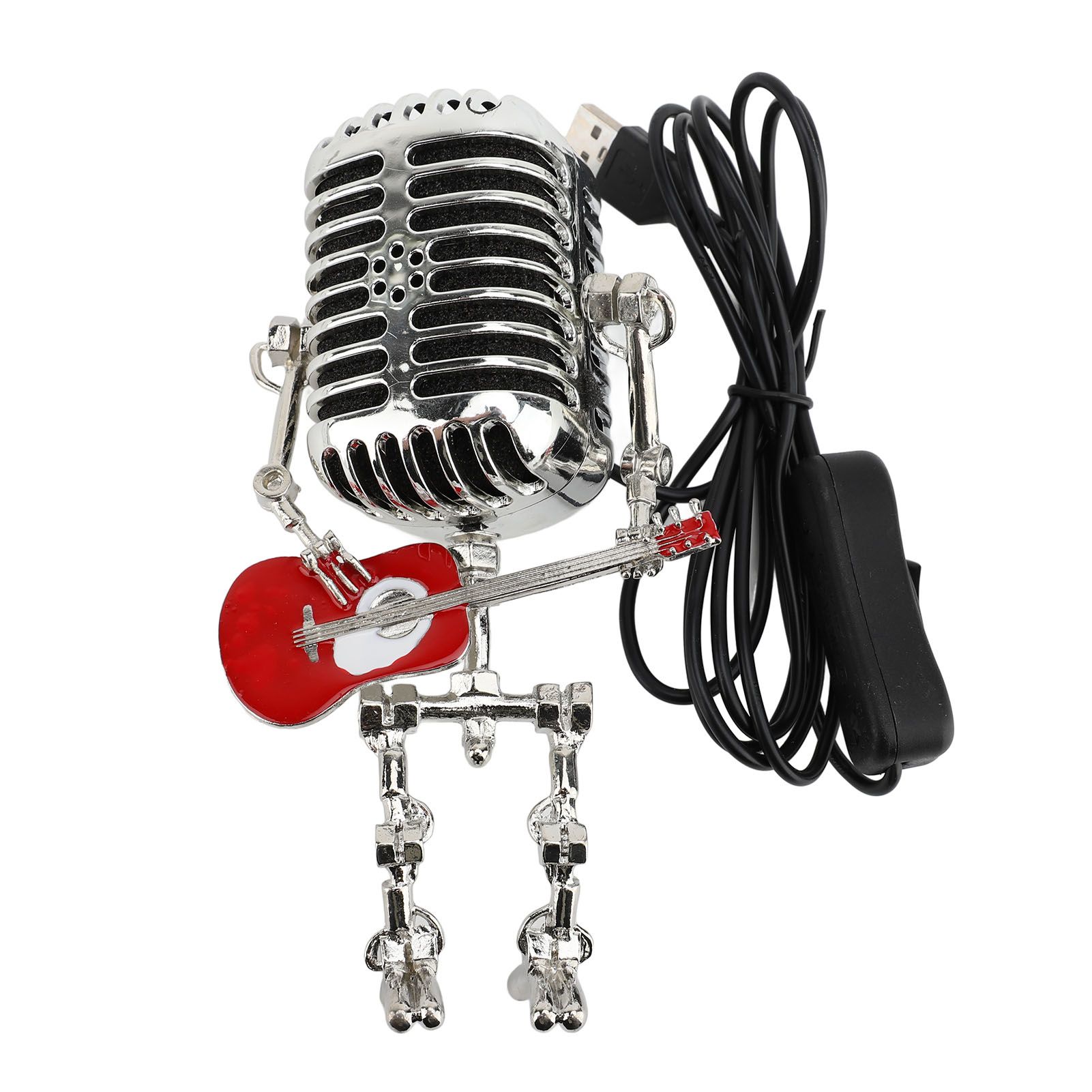 Vintage Microphone Guitar Robot Table Lamp Aluminum Retro Metal Robot Night — image 1