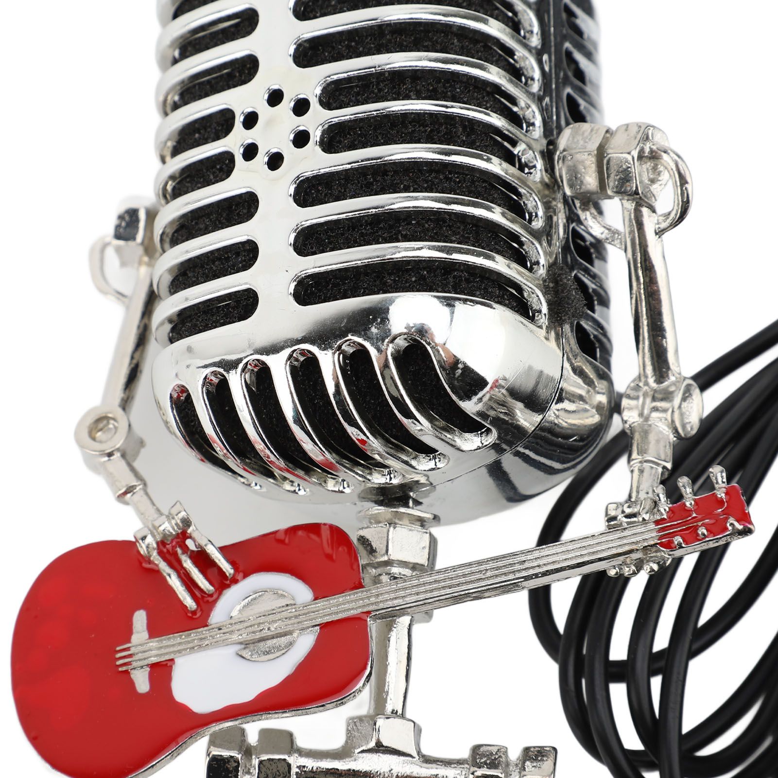 Vintage Microphone Guitar Robot Table Lamp Aluminum Retro Metal Robot Night view 5