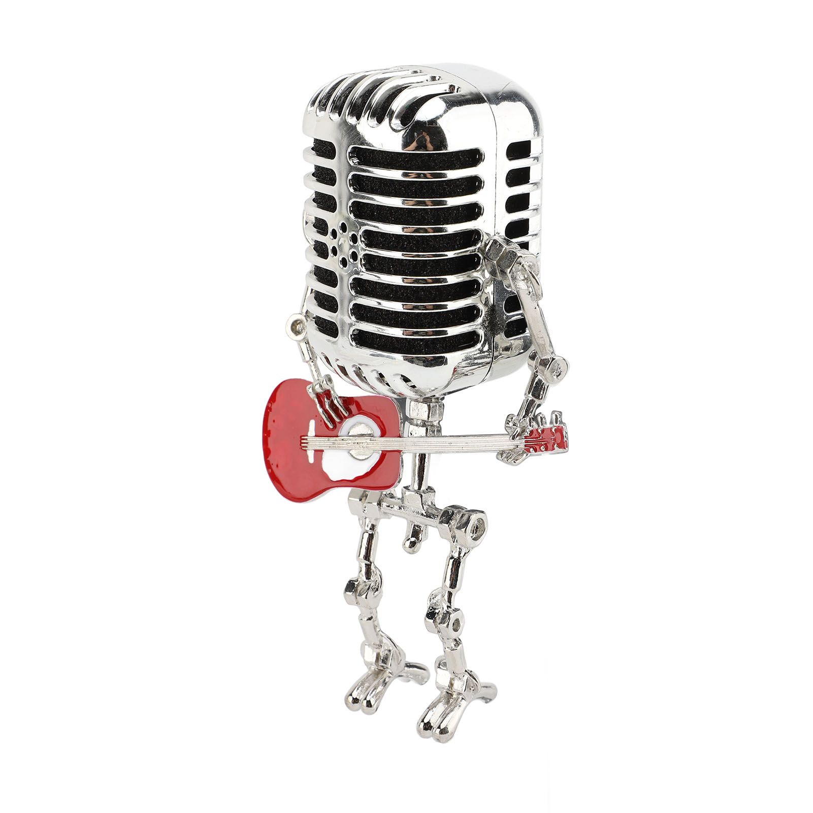 Vintage Microphone Guitar Robot Table Lamp Aluminum Retro Metal Robot Night view 9