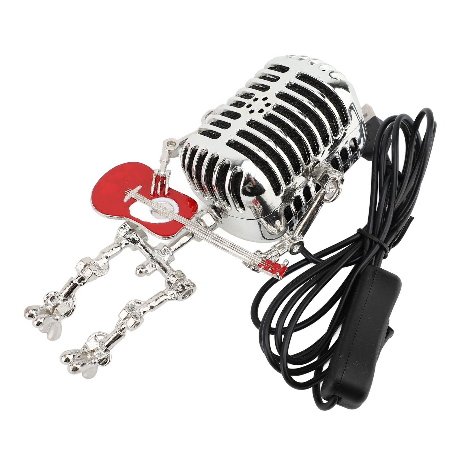 Vintage Microphone Guitar Robot Table Lamp Aluminum Retro Metal Robot Night view 11
