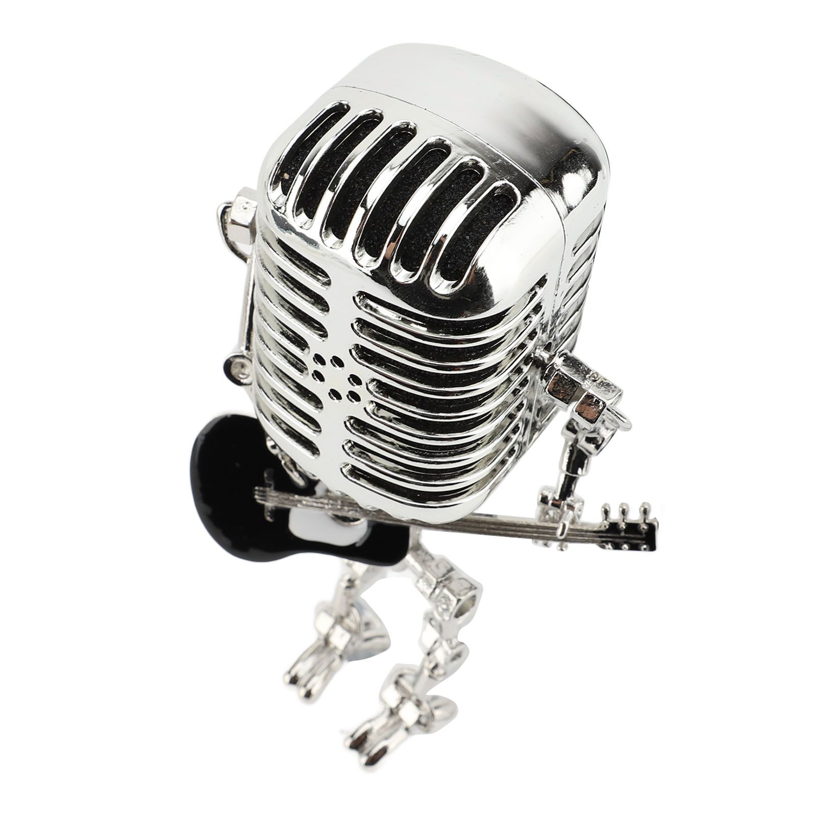 Vintage Microphone Guitar Robot Table Lamp Aluminum Retro Metal Robot Night view 6