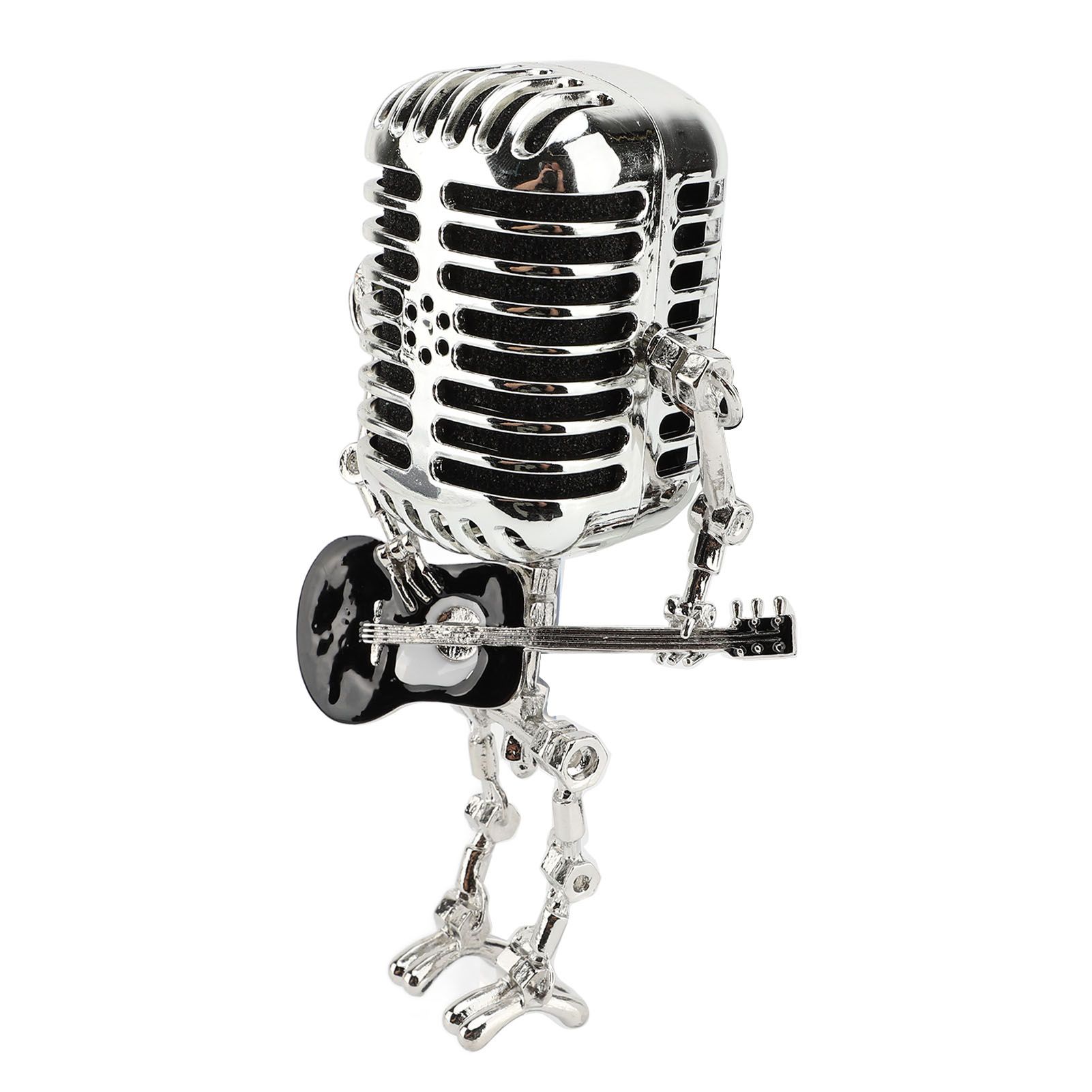 Vintage Microphone Guitar Robot Table Lamp Aluminum Retro Metal Robot Night view 7