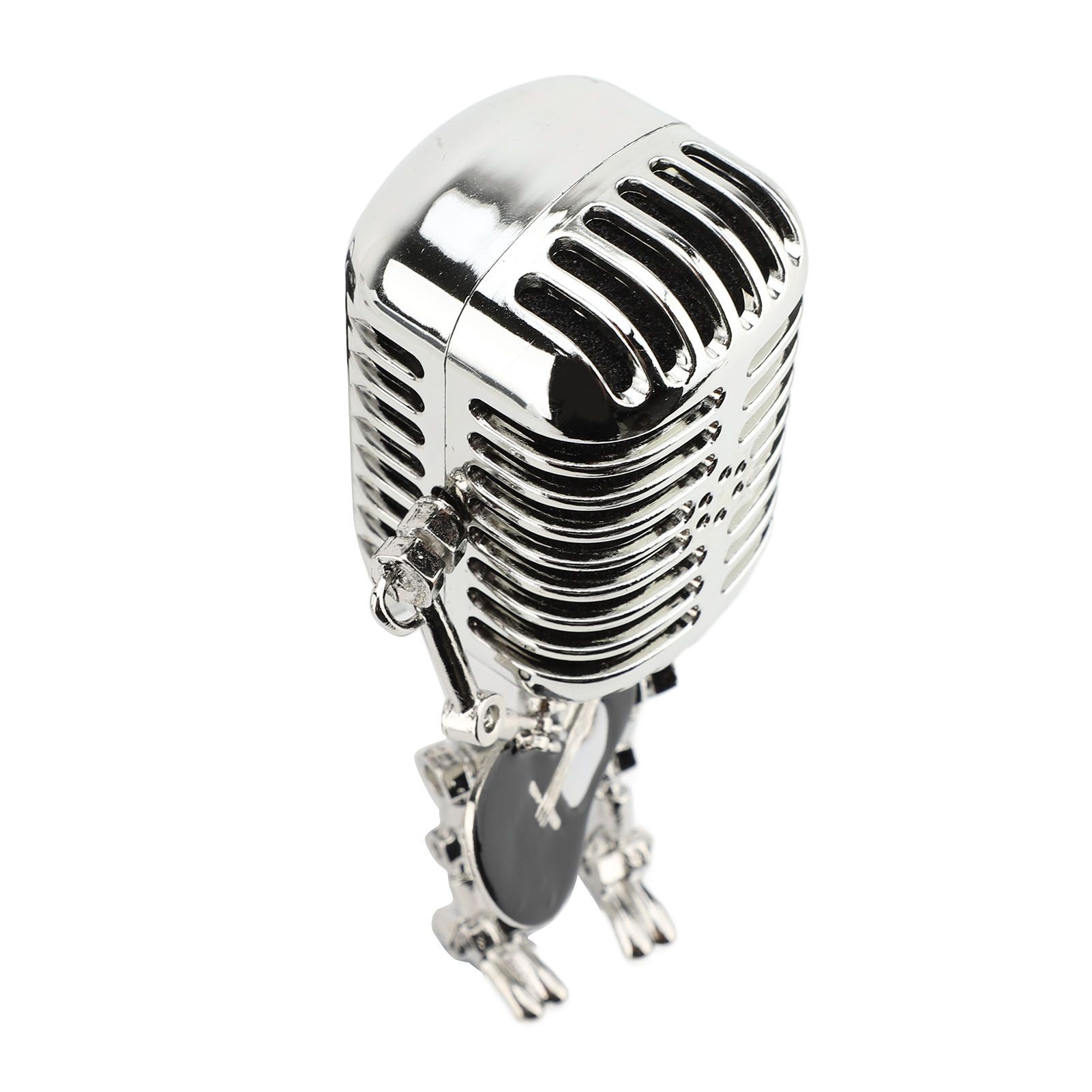 Vintage Microphone Guitar Robot Table Lamp Aluminum Retro Metal Robot Night view 9