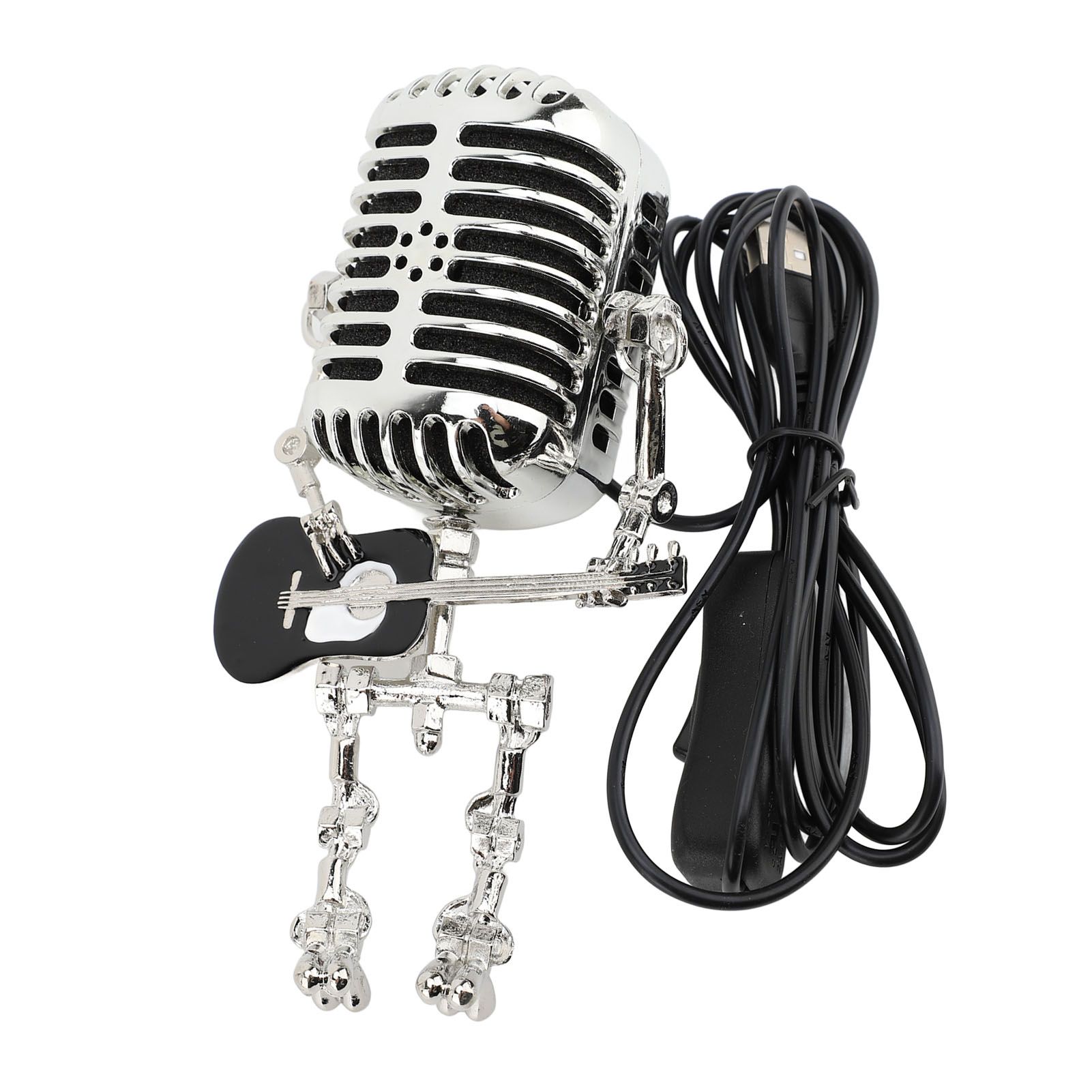 Vintage Microphone Guitar Robot Table Lamp Aluminum Retro Metal Robot Night view 10