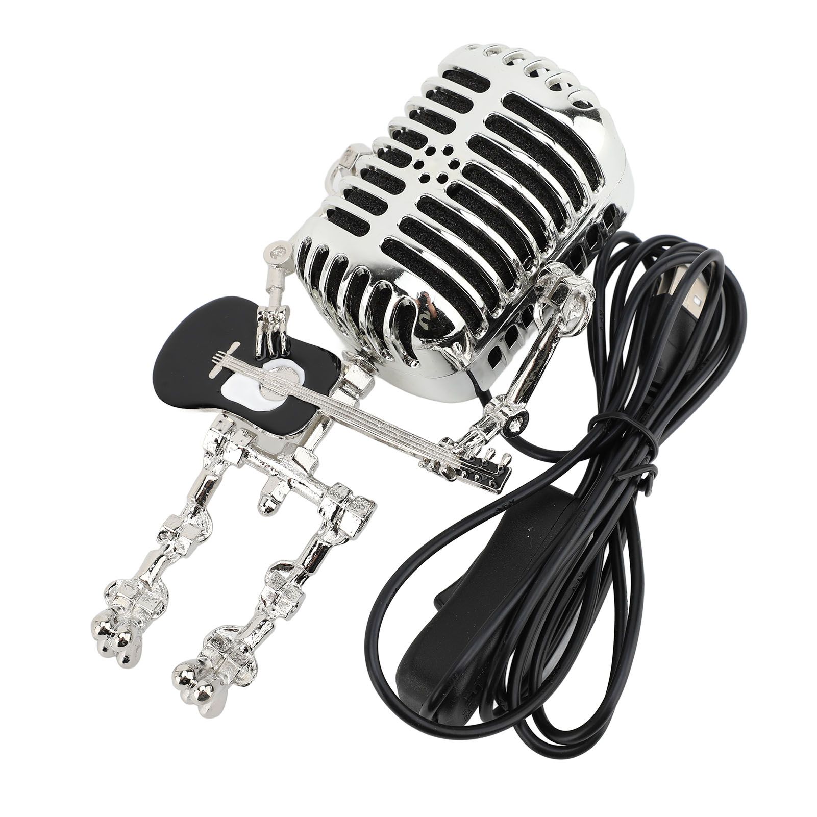 Vintage Microphone Guitar Robot Table Lamp Aluminum Retro Metal Robot Night view 12