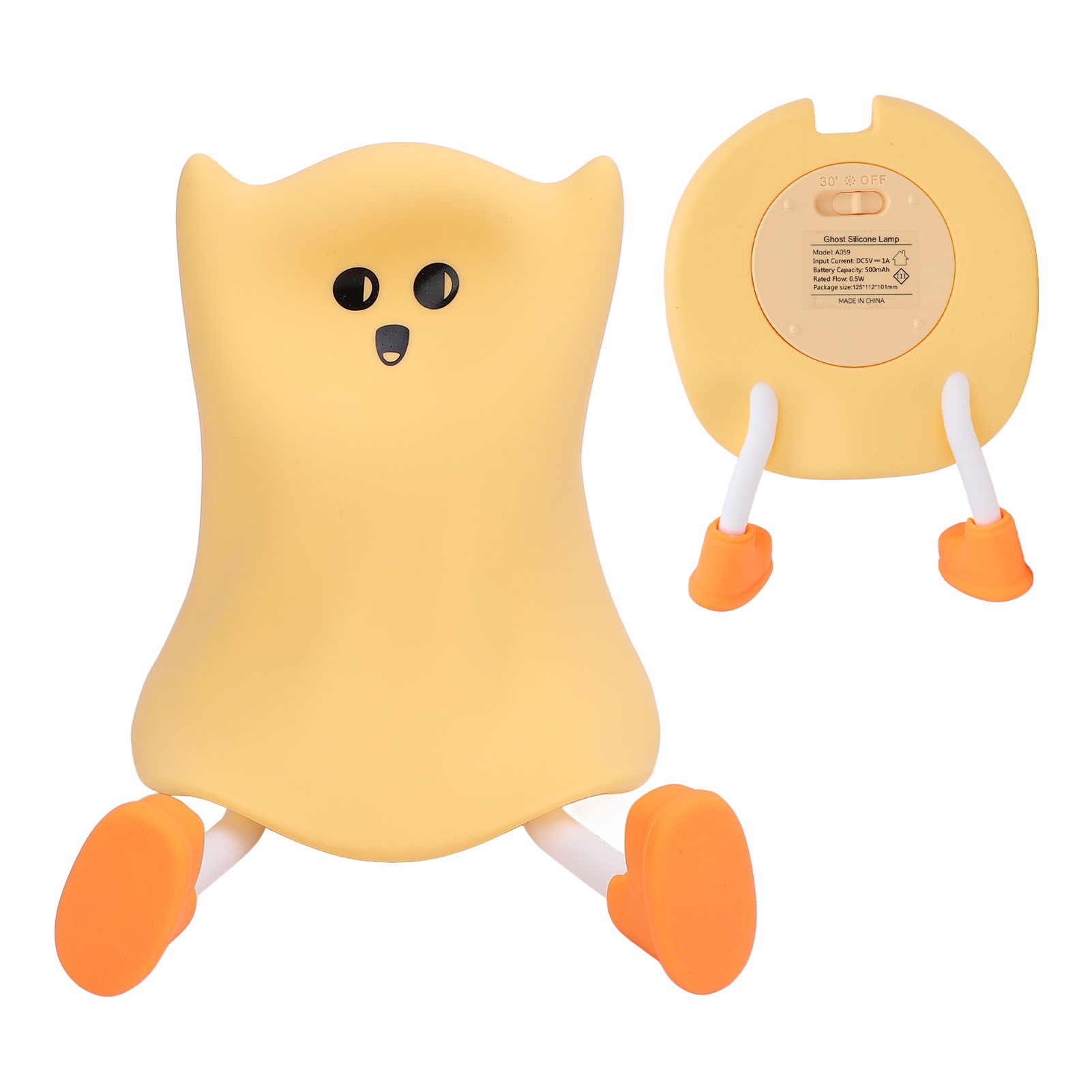 Ghost Night Light Silicone Cute Look Warm Light Adjustable Brightness Soft view 9
