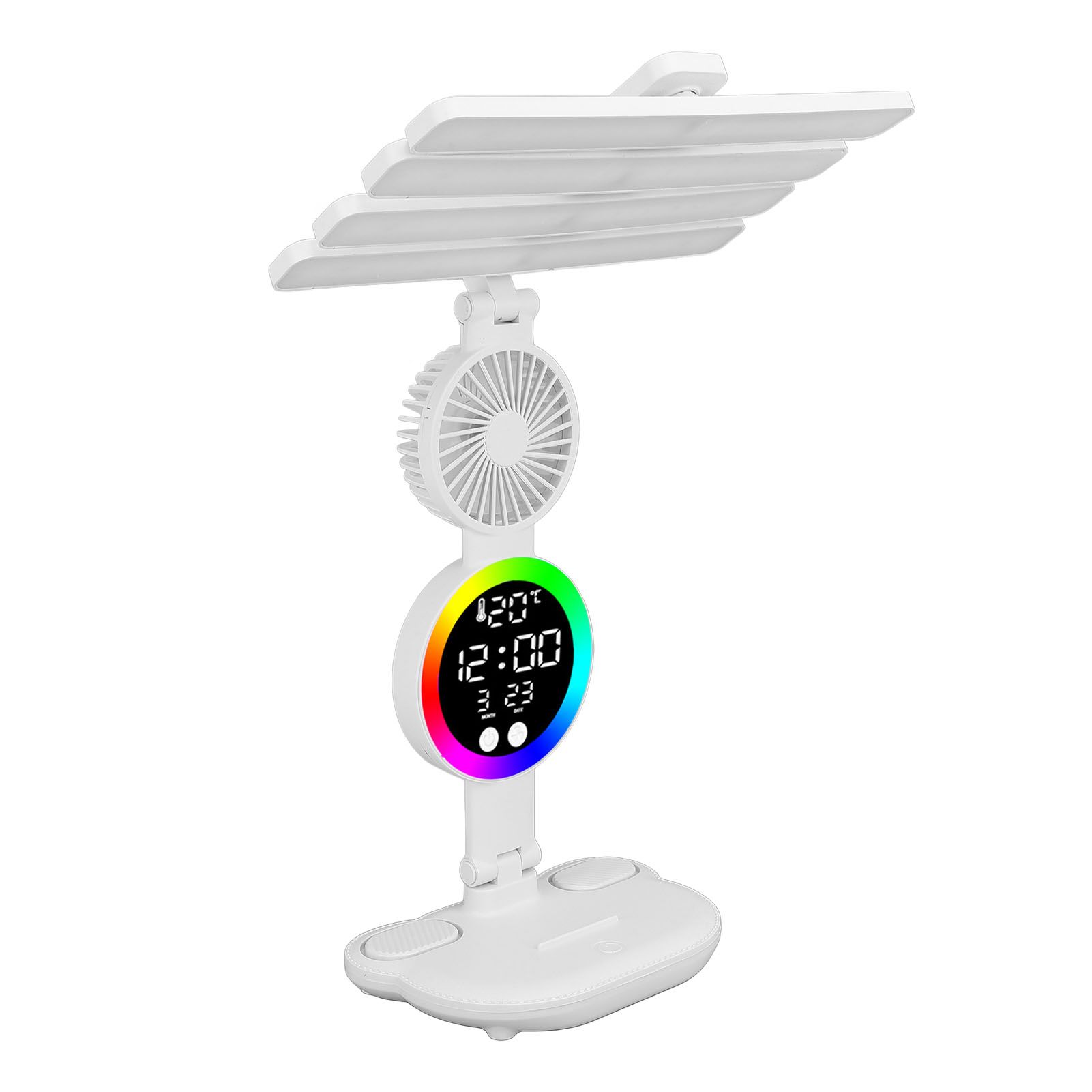 LED Desk Lamp Touch Control Rechargeable Stepless Dimmable Foldable Time Date