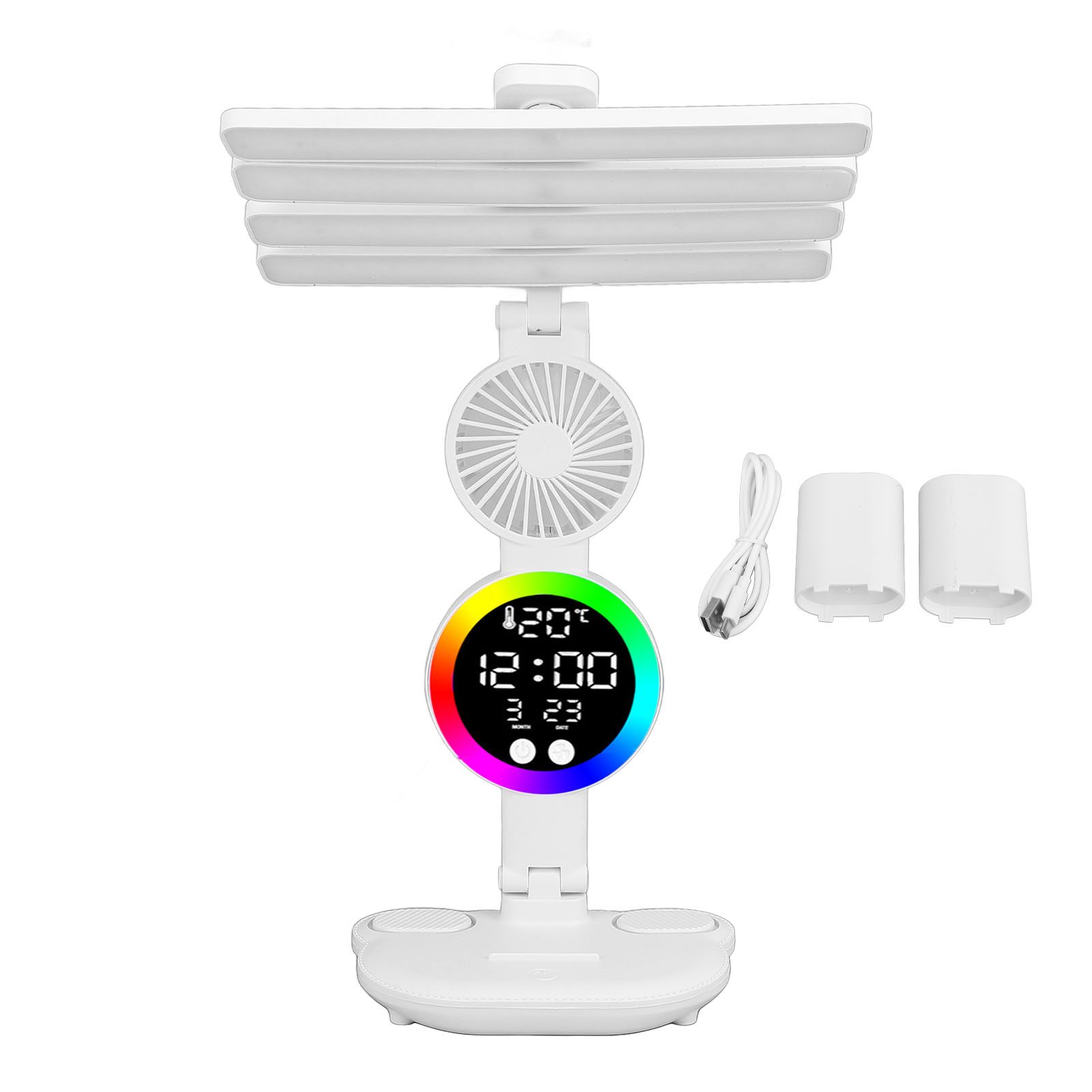LED Desk Lamp Touch Control Rechargeable Stepless Dimmable Foldable Time Date view 3
