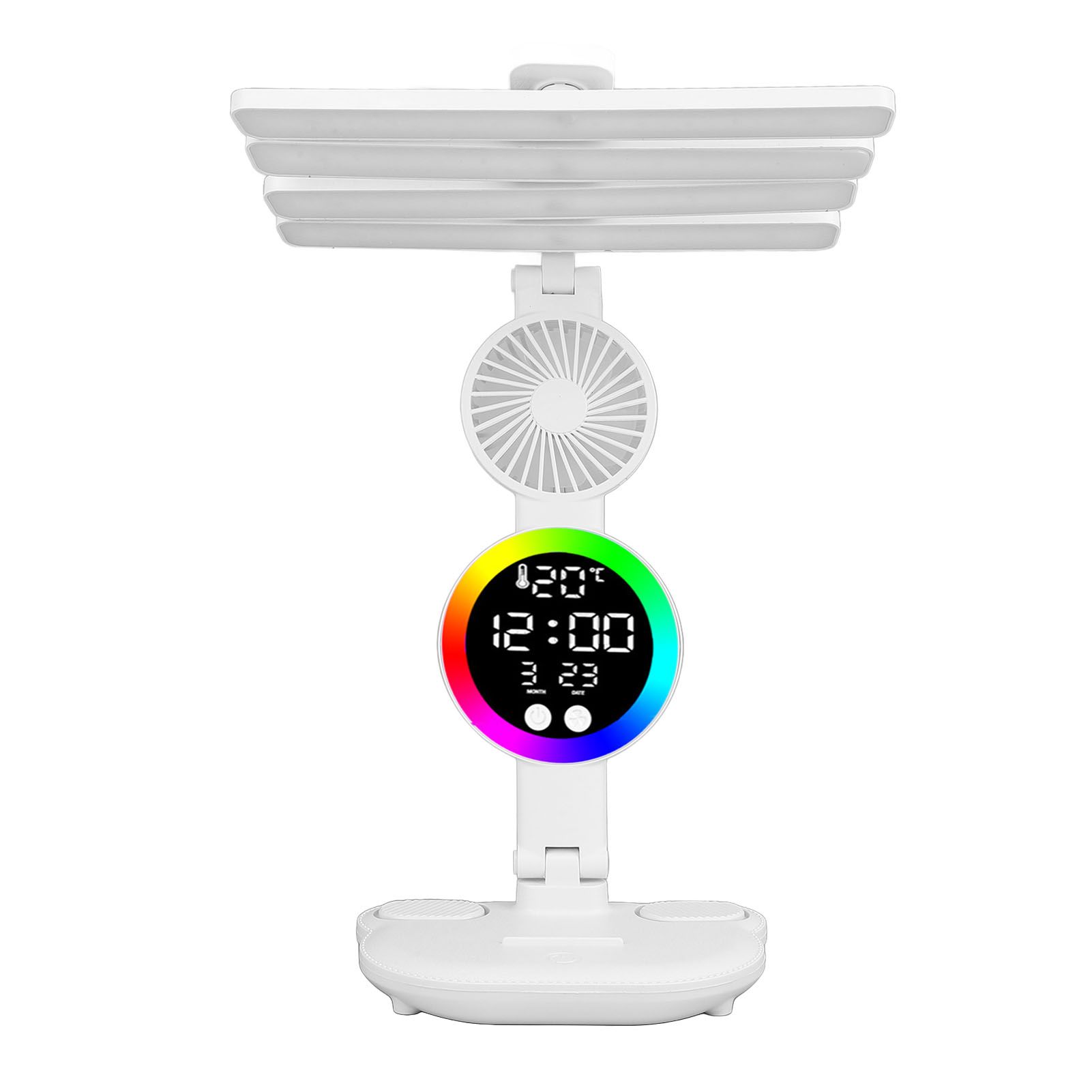 LED Desk Lamp Touch Control Rechargeable Stepless Dimmable Foldable Time Date view 7