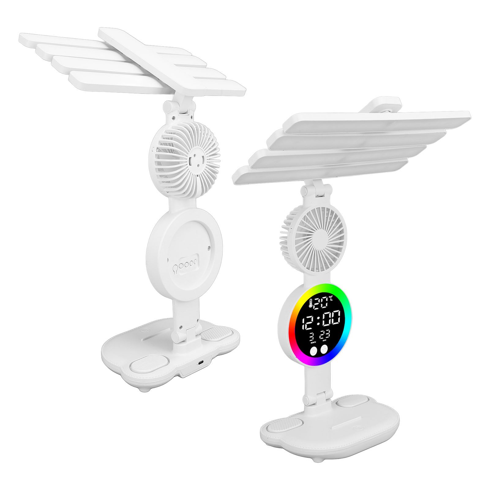 LED Desk Lamp Touch Control Rechargeable Stepless Dimmable Foldable Time Date view 8