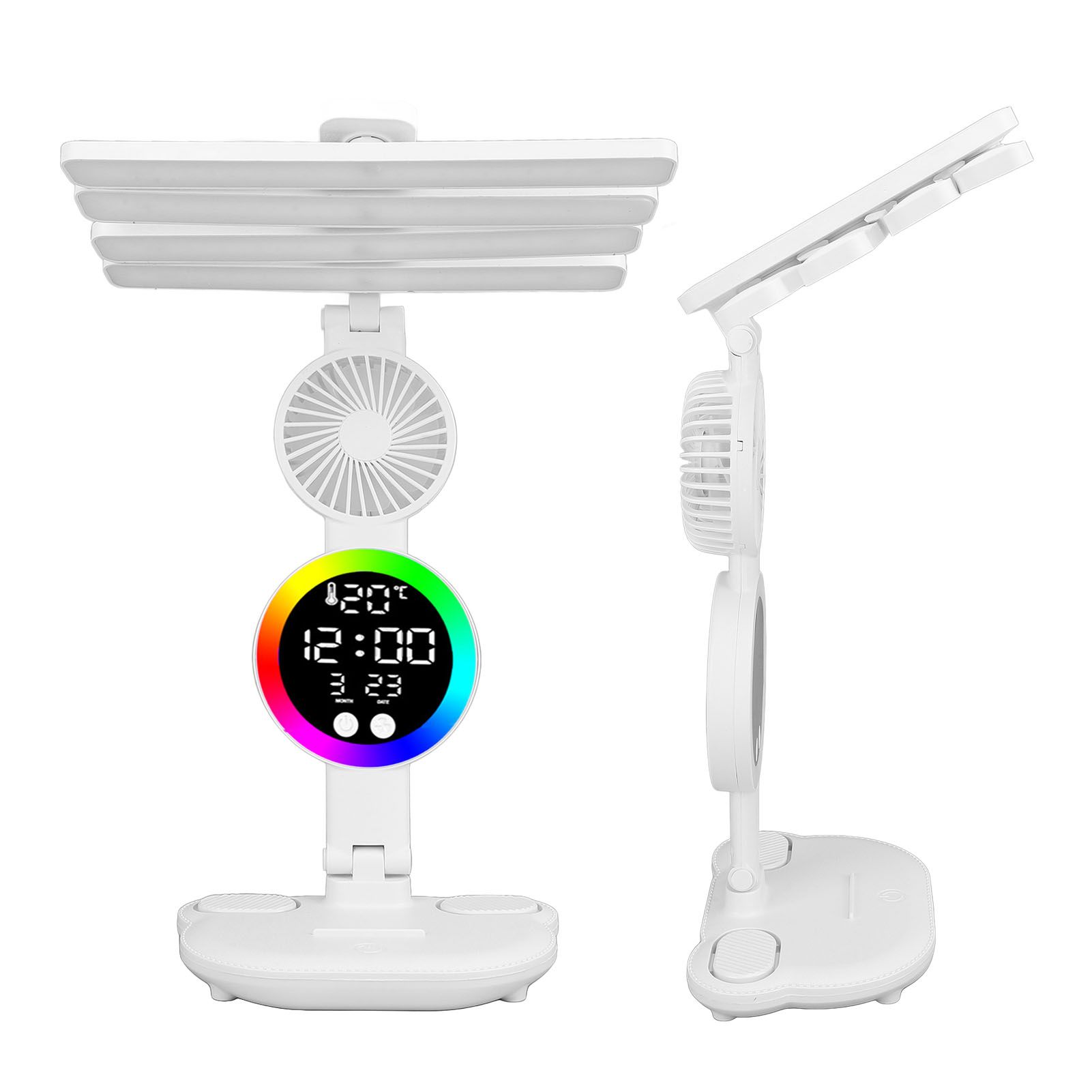 LED Desk Lamp Touch Control Rechargeable Stepless Dimmable Foldable Time Date view 11