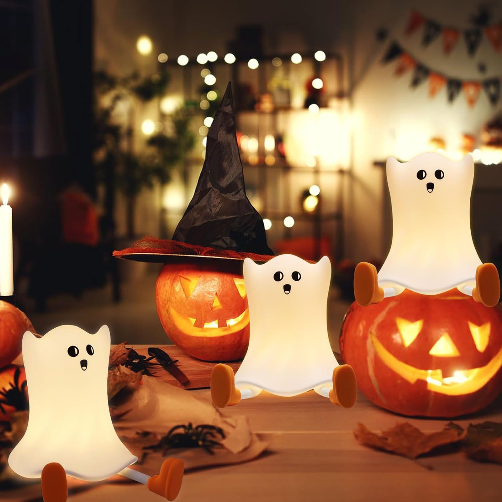 Night Light Cute Silicone Rechargeable 3000K Warm Light Dimmable LED Tap Ghost view 11