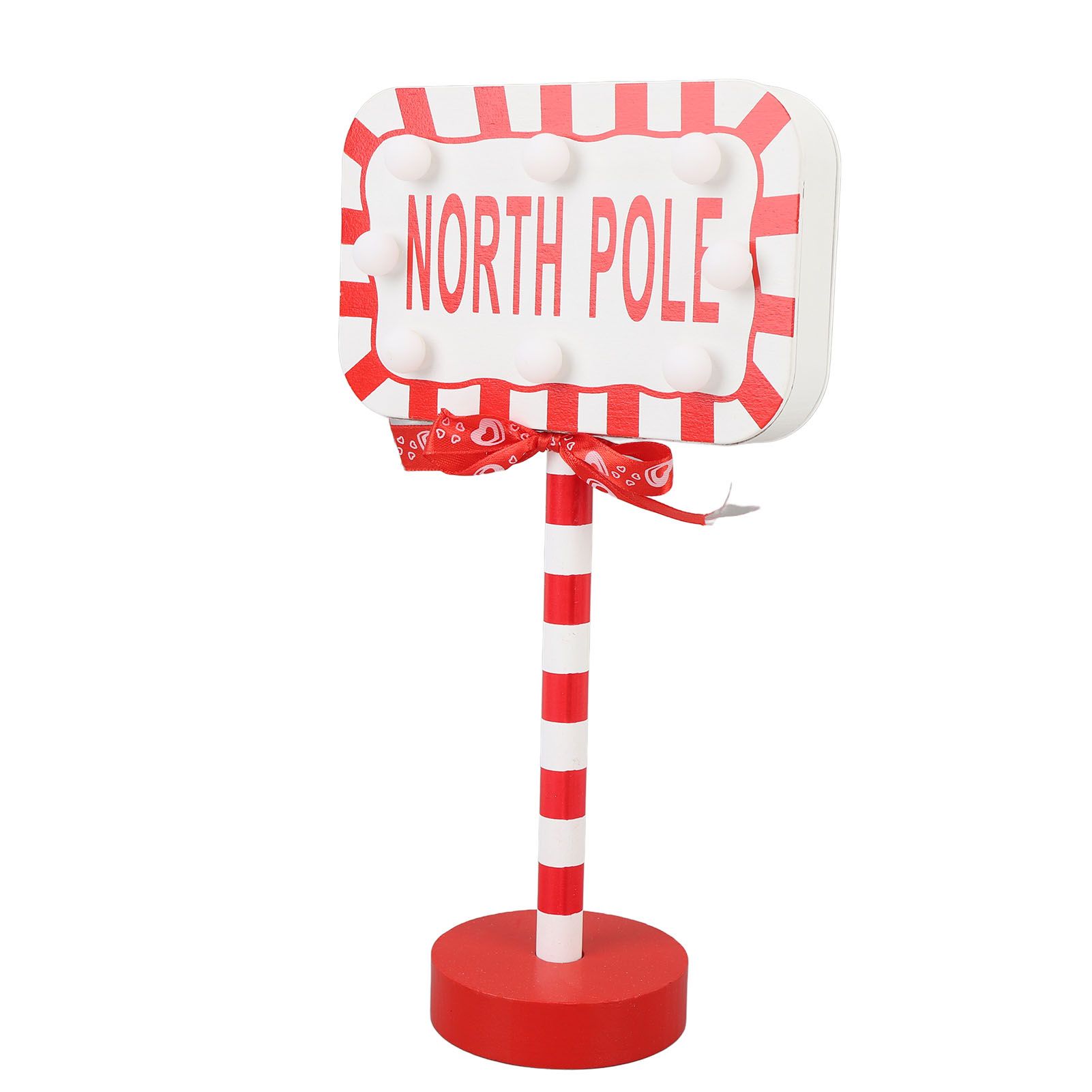 Xmas LED Street Lamp Wooden North Pole Sign Battery Operated Tabletop Night