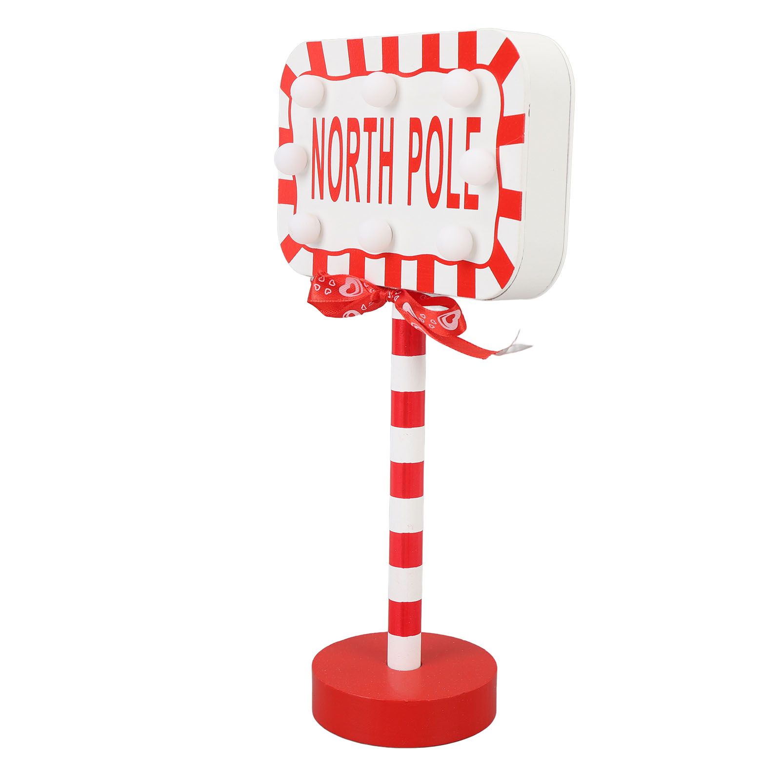 Xmas LED Street Lamp Wooden North Pole Sign Battery Operated Tabletop Night view 4