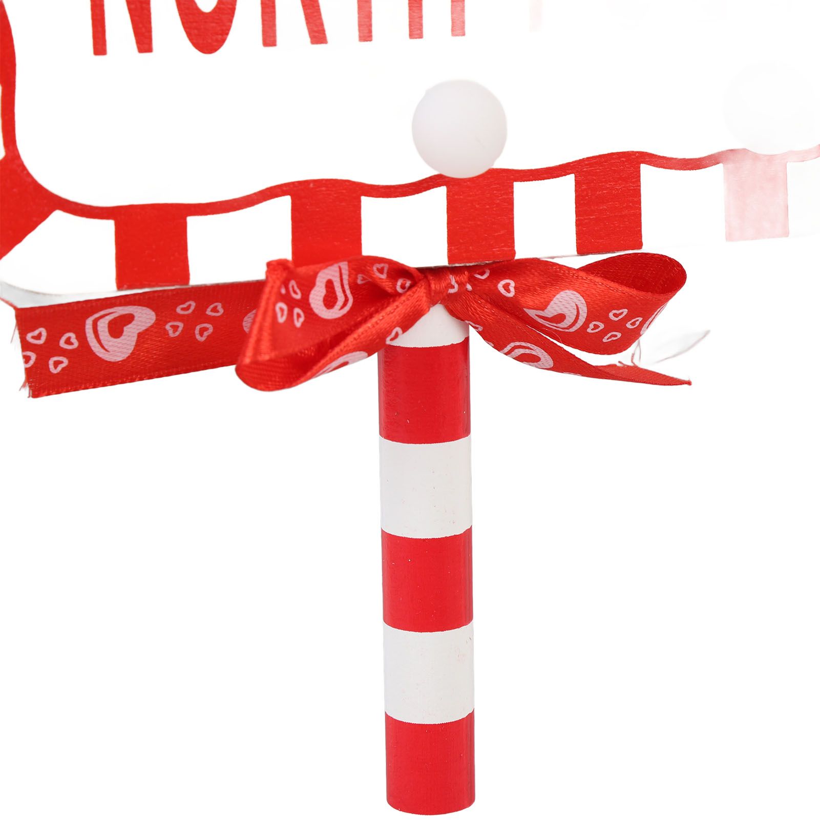 Xmas LED Street Lamp Wooden North Pole Sign Battery Operated Tabletop Night view 5
