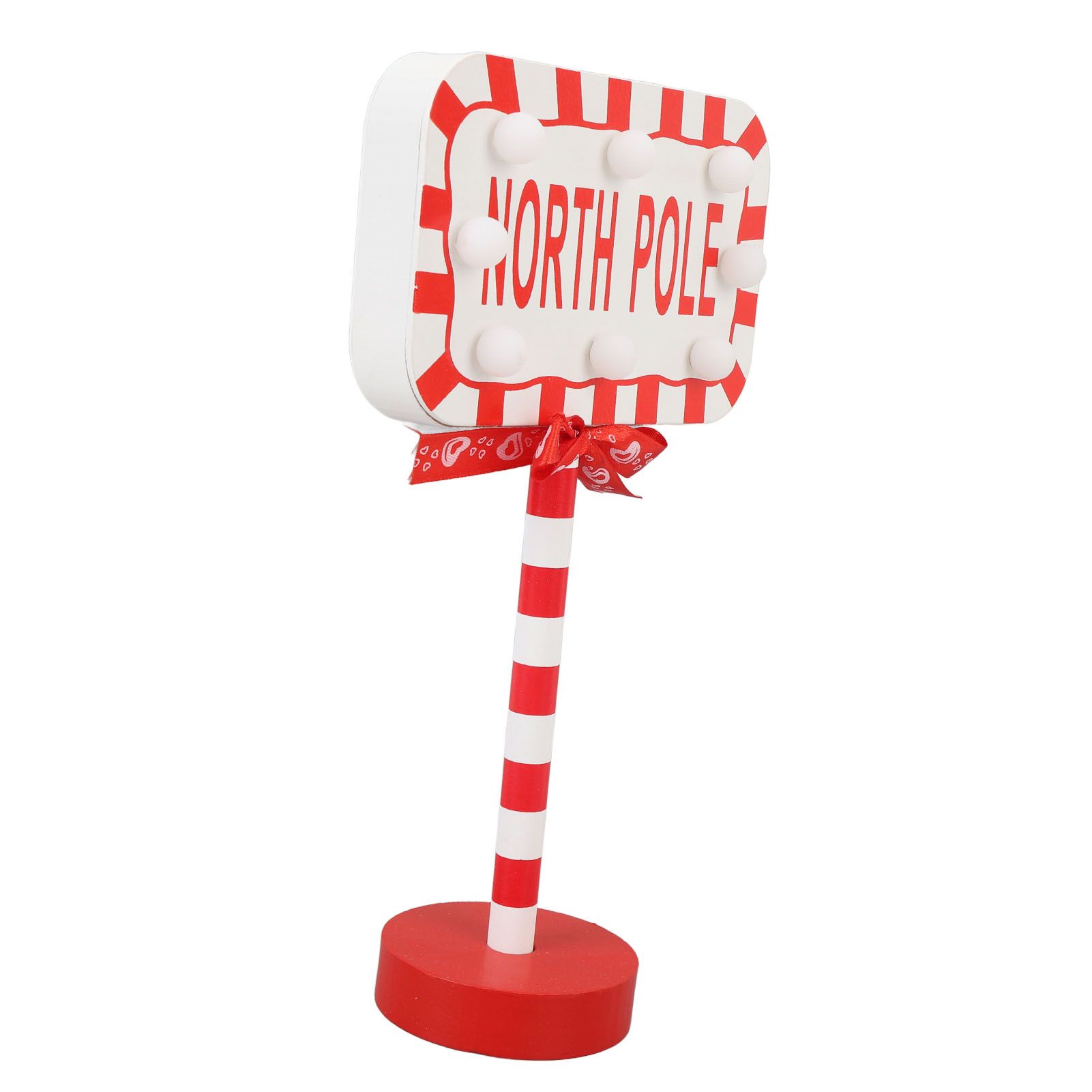 Xmas LED Street Lamp Wooden North Pole Sign Battery Operated Tabletop Night view 11