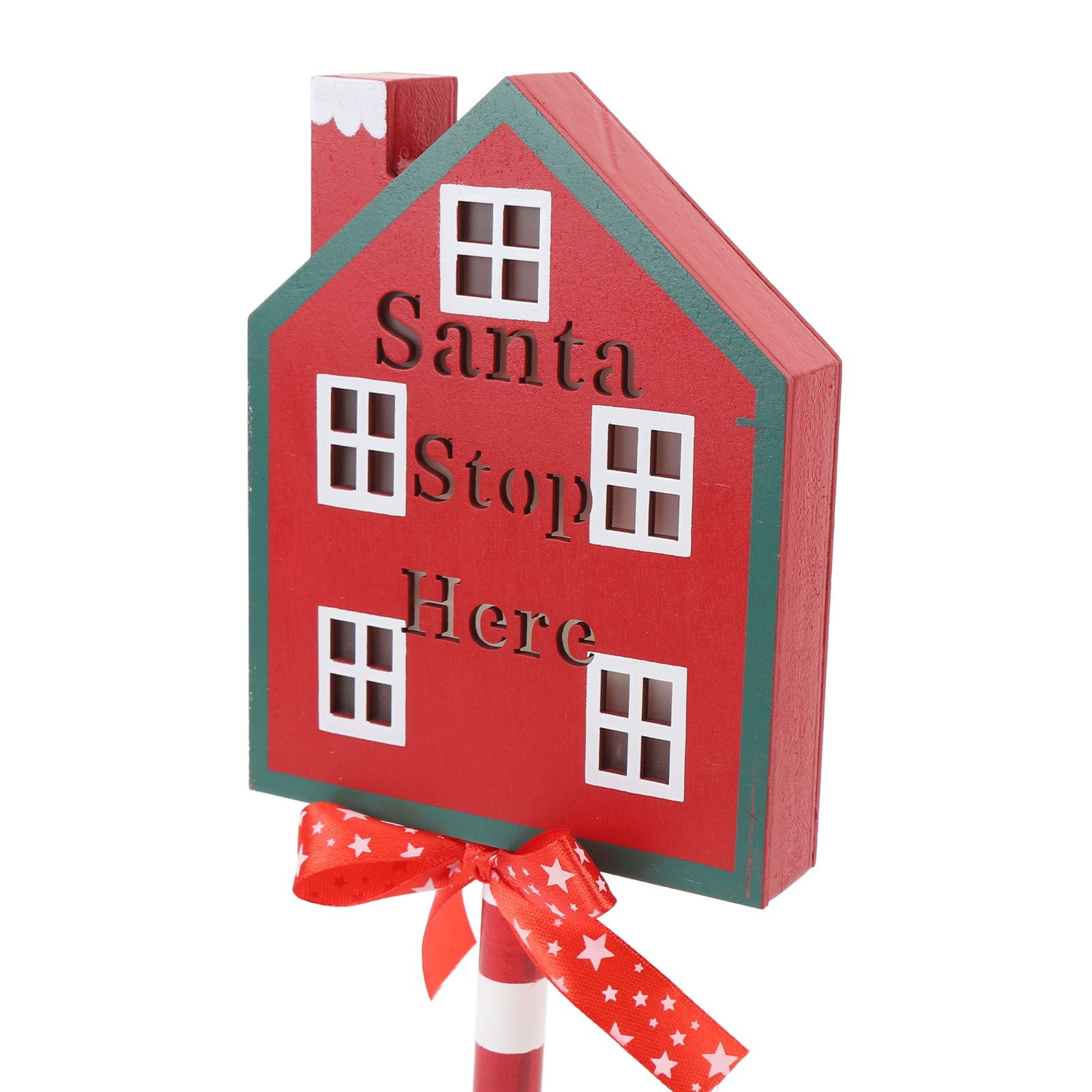 Xmas Santa Stop Here Sign with Led Lights Battery Operated Xmas Stop Sign view 2