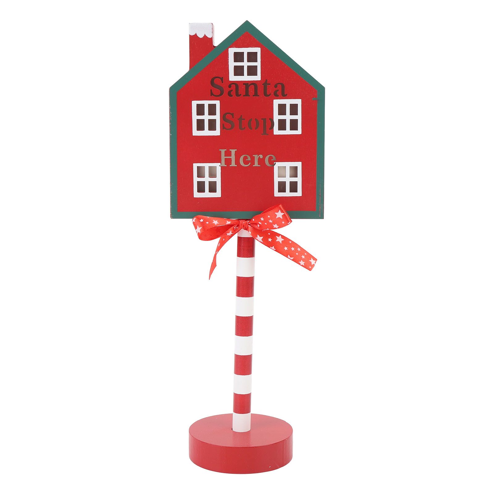 Xmas Santa Stop Here Sign with Led Lights Battery Operated Xmas Stop Sign view 3