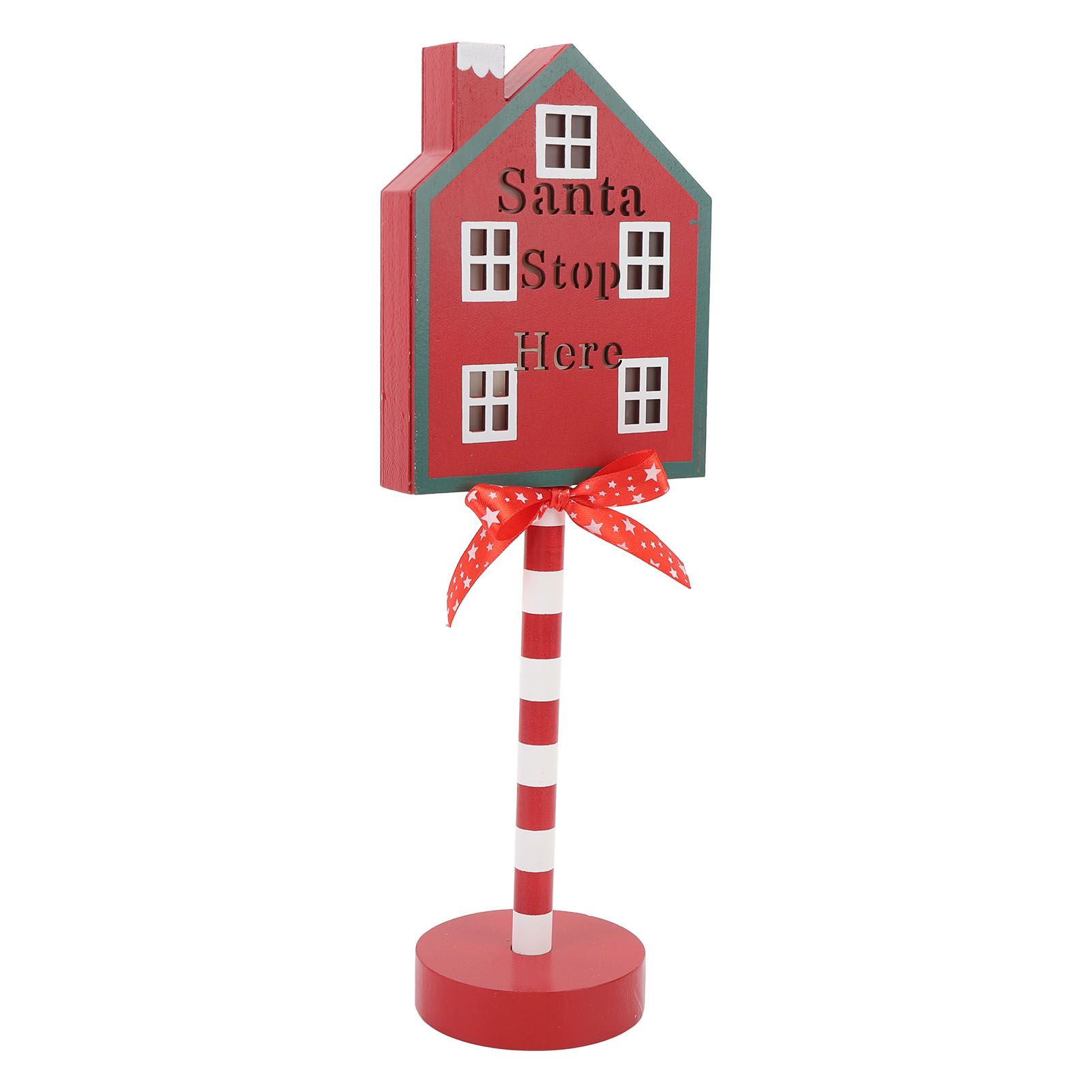 Xmas Santa Stop Here Sign with Led Lights Battery Operated Xmas Stop Sign view 6
