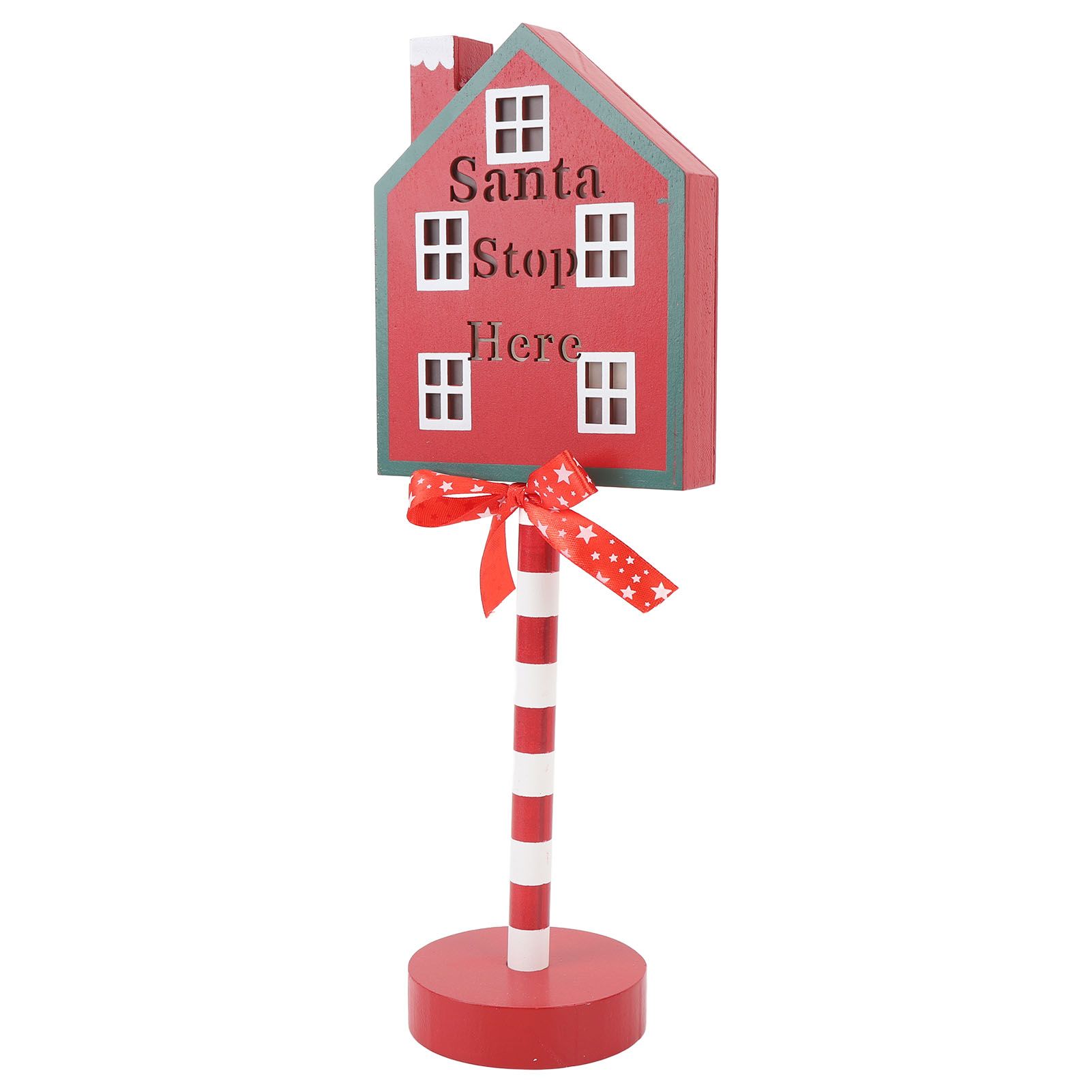 Xmas Santa Stop Here Sign with Led Lights Battery Operated Xmas Stop Sign view 8