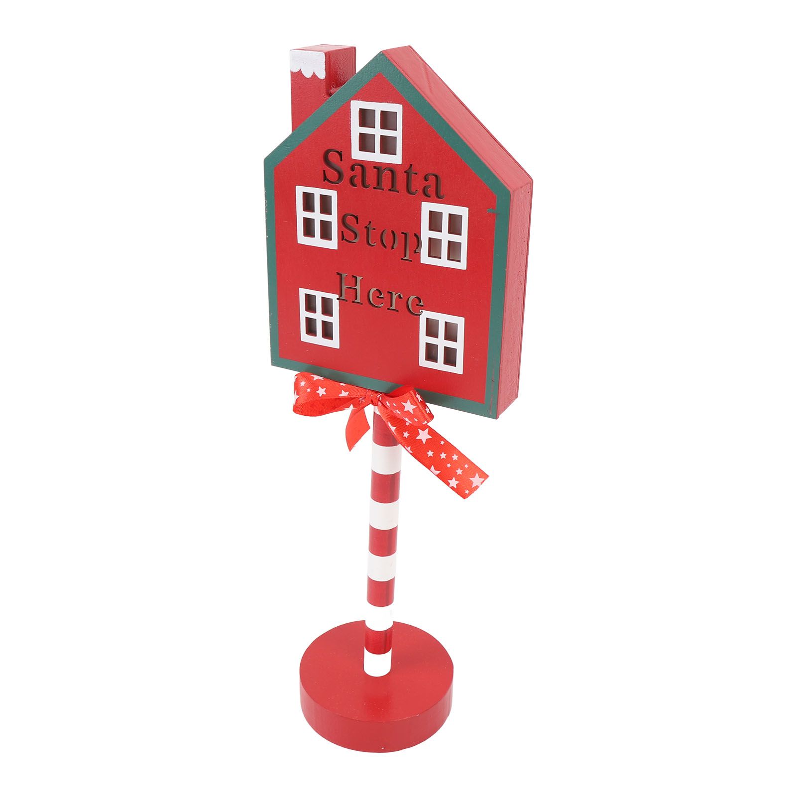 Xmas Santa Stop Here Sign with Led Lights Battery Operated Xmas Stop Sign view 10