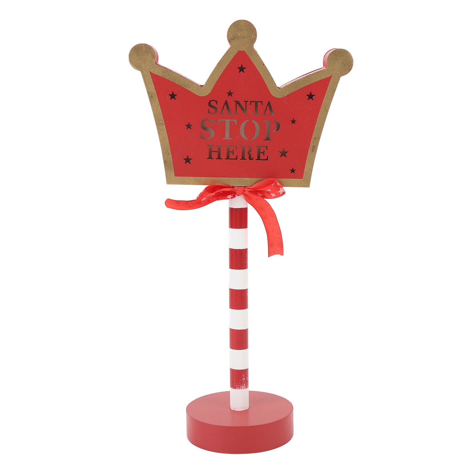 Xmas Santa Stop Here Sign with Led Lights Crown Shaped Battery Operated Xmas view 3