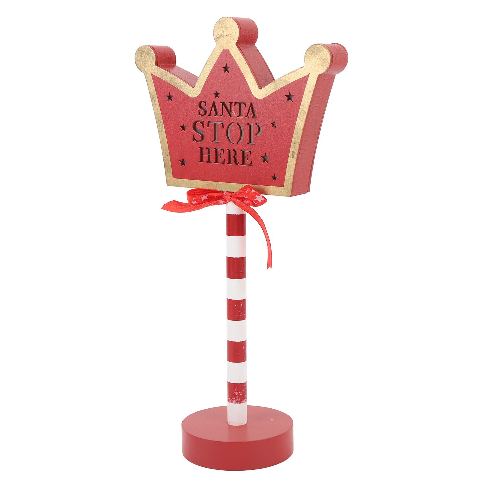 Xmas Santa Stop Here Sign with Led Lights Crown Shaped Battery Operated Xmas view 4