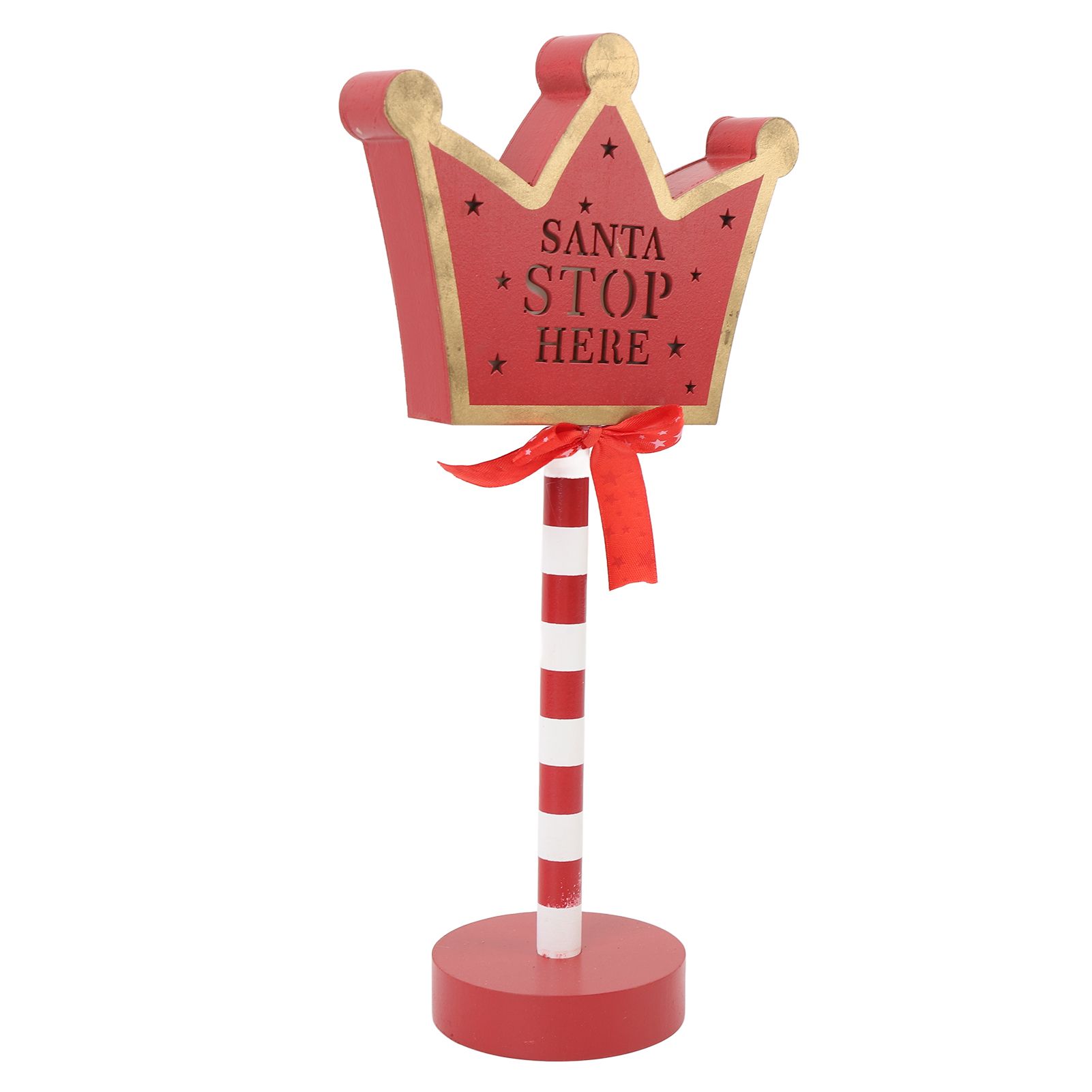 Xmas Santa Stop Here Sign with Led Lights Crown Shaped Battery Operated Xmas view 6