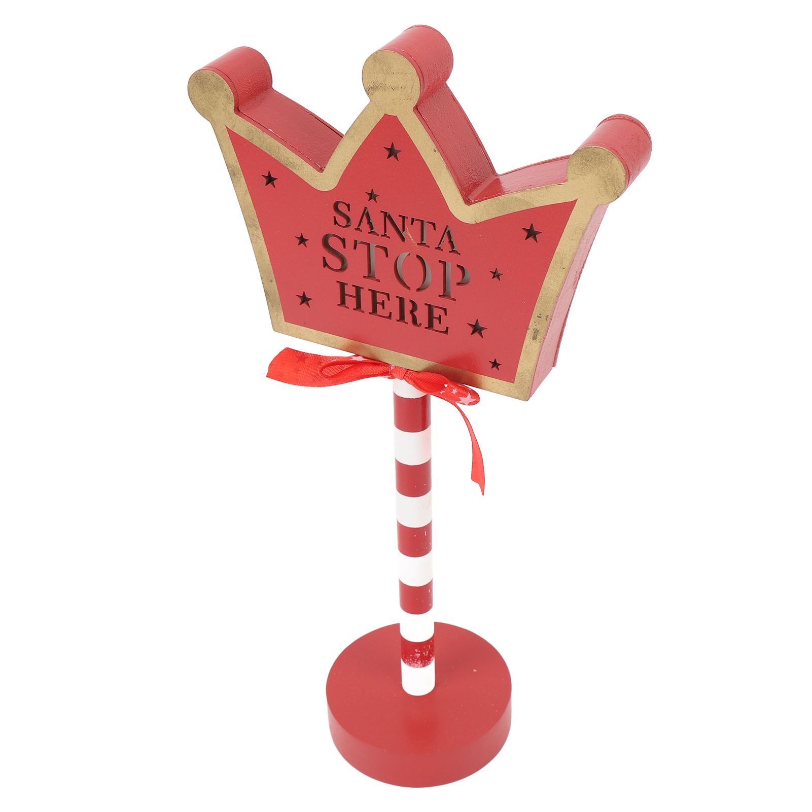 Xmas Santa Stop Here Sign with Led Lights Crown Shaped Battery Operated Xmas view 8