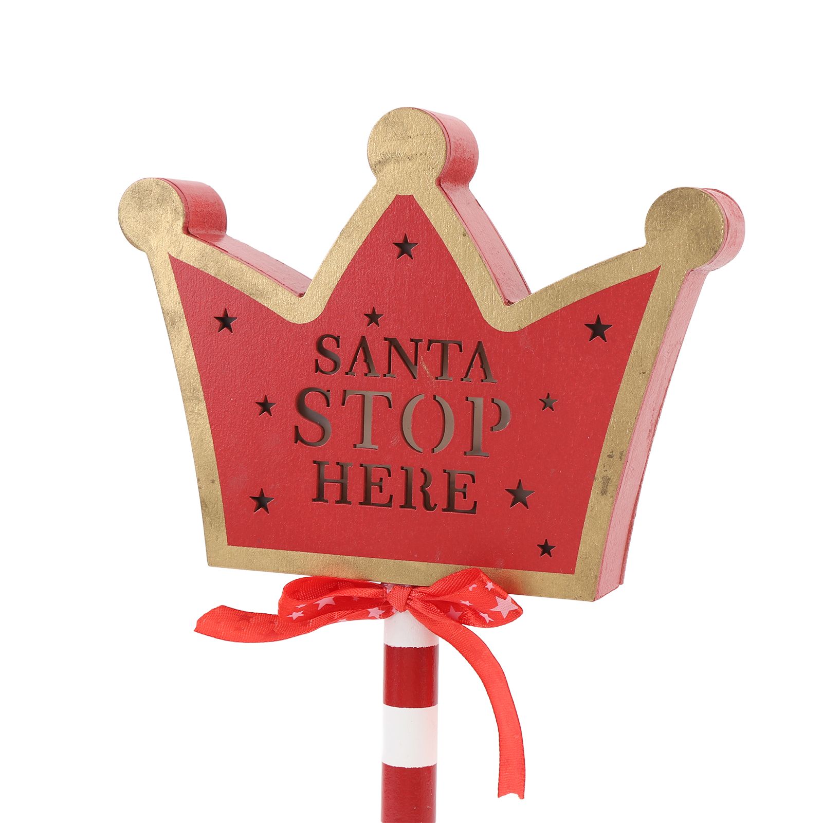 Xmas Santa Stop Here Sign with Led Lights Crown Shaped Battery Operated Xmas view 9
