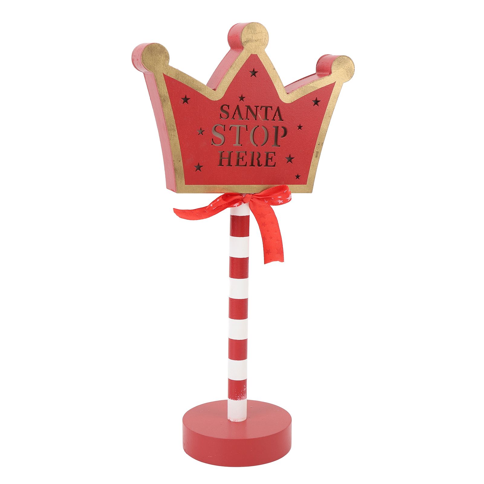Xmas Santa Stop Here Sign with Led Lights Crown Shaped Battery Operated Xmas view 10