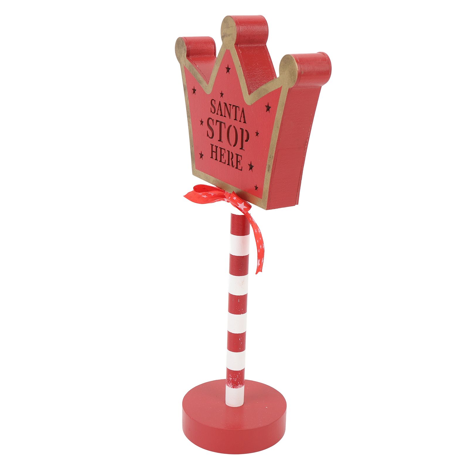 Xmas Santa Stop Here Sign with Led Lights Crown Shaped Battery Operated Xmas view 11