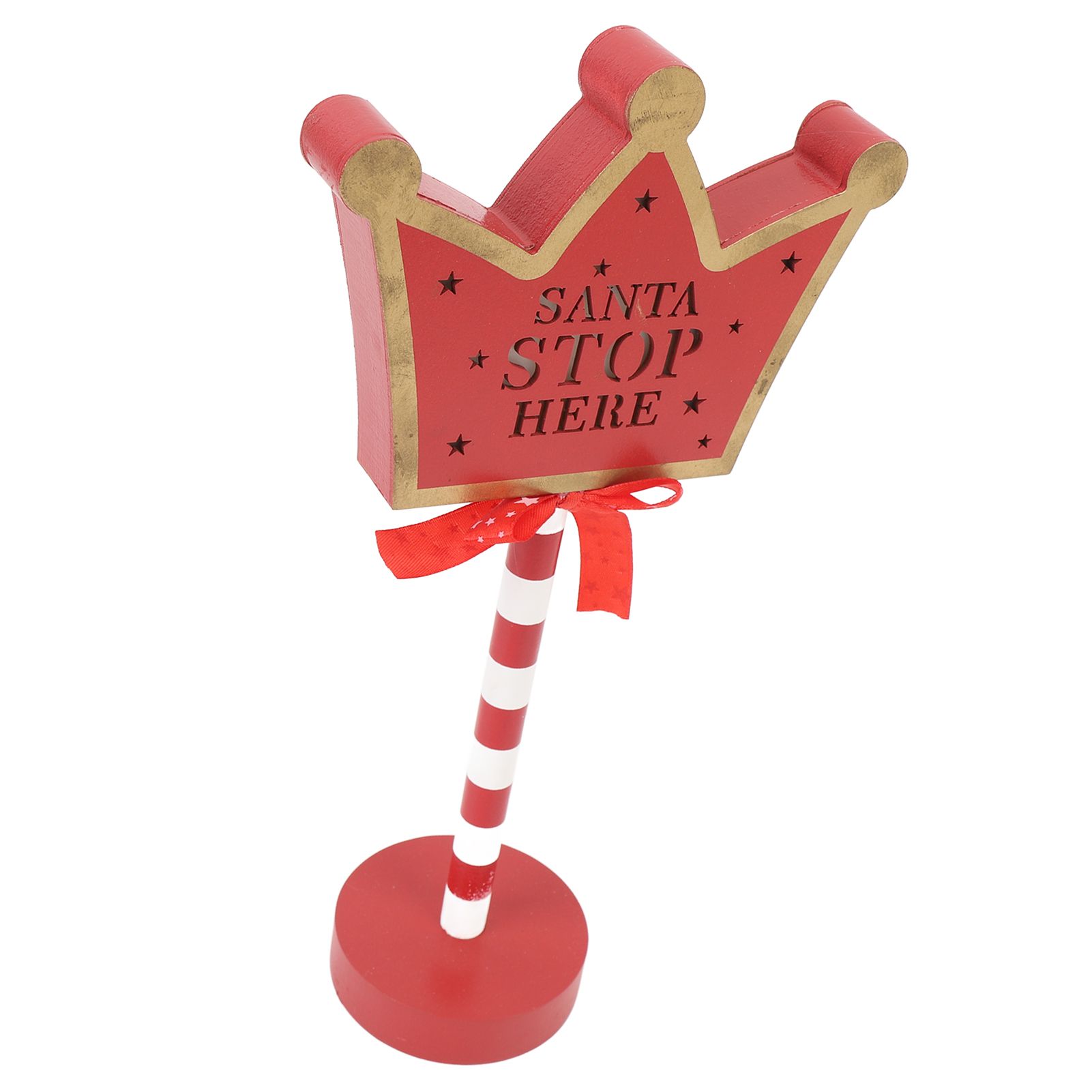 Xmas Santa Stop Here Sign with Led Lights Crown Shaped Battery Operated Xmas view 12