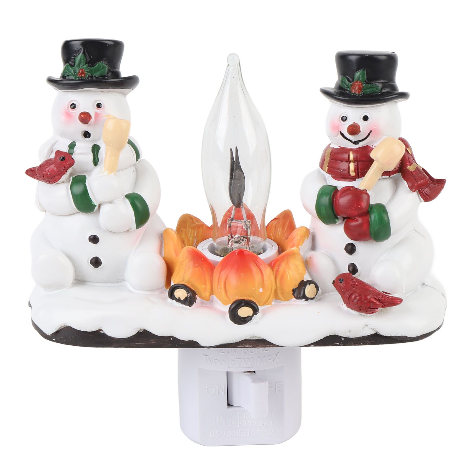 Xmas Night Light Plug in Xmas Campfire Flickering Light Resin Craft Decoration view 3