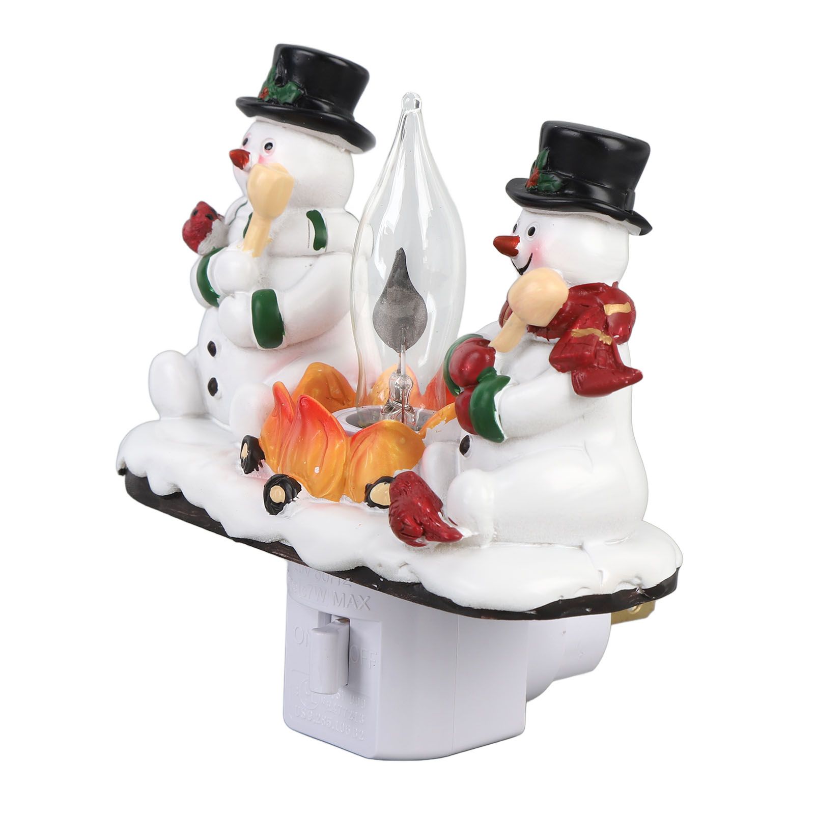 Xmas Night Light Plug in Xmas Campfire Flickering Light Resin Craft Decoration view 4