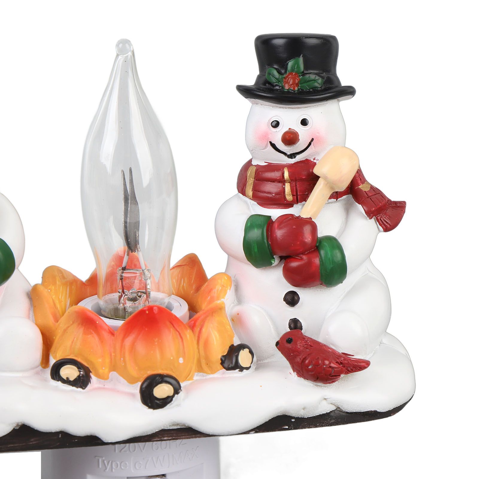 Xmas Night Light Plug in Xmas Campfire Flickering Light Resin Craft Decoration view 5