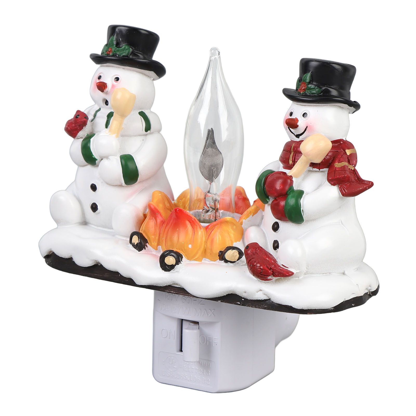 Xmas Night Light Plug in Xmas Campfire Flickering Light Resin Craft Decoration view 6
