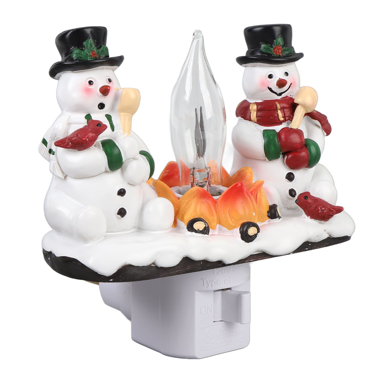 Xmas Night Light Plug in Xmas Campfire Flickering Light Resin Craft Decoration view 8