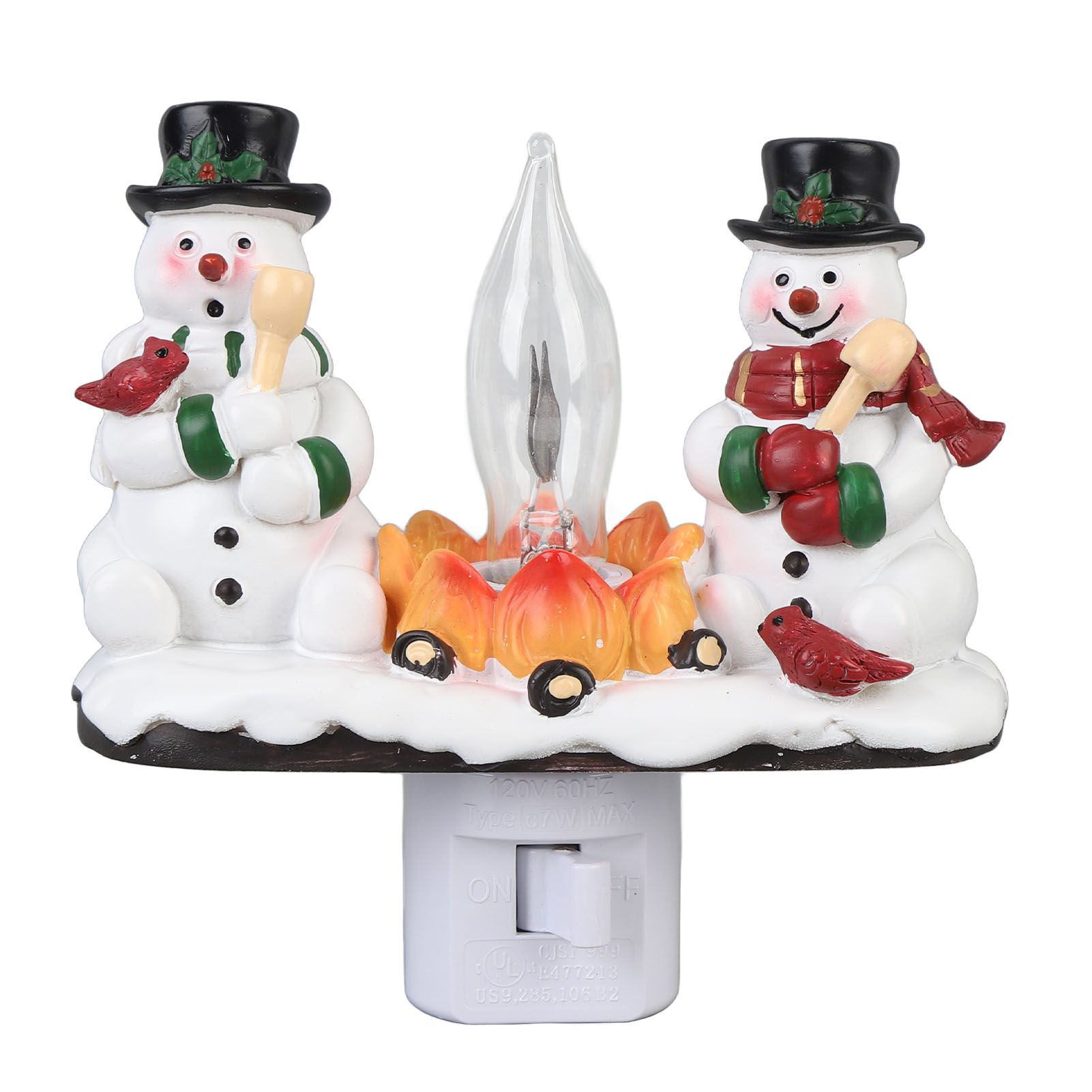 Xmas Night Light Plug in Xmas Campfire Flickering Light Resin Craft Decoration view 9