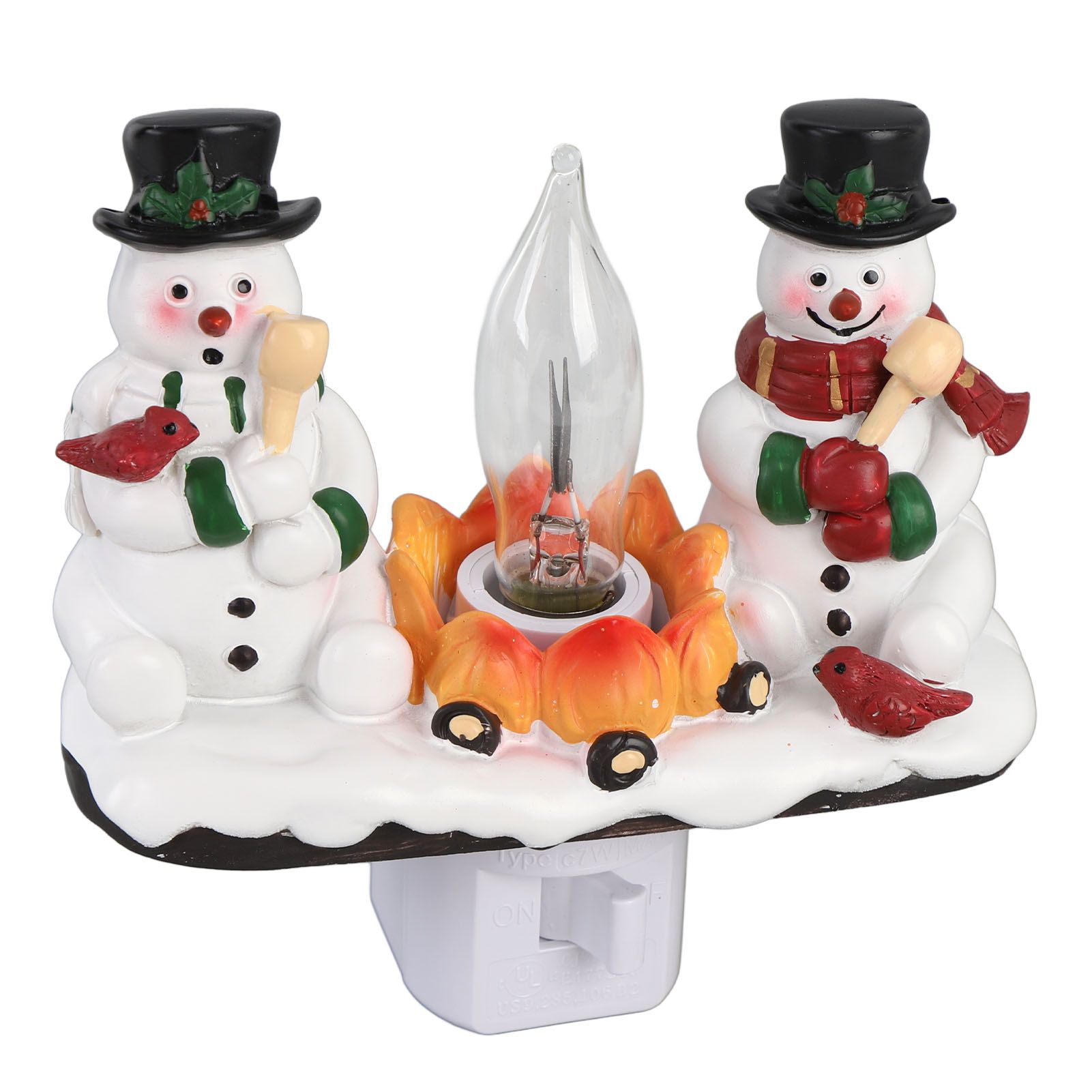 Xmas Night Light Plug in Xmas Campfire Flickering Light Resin Craft Decoration view 10