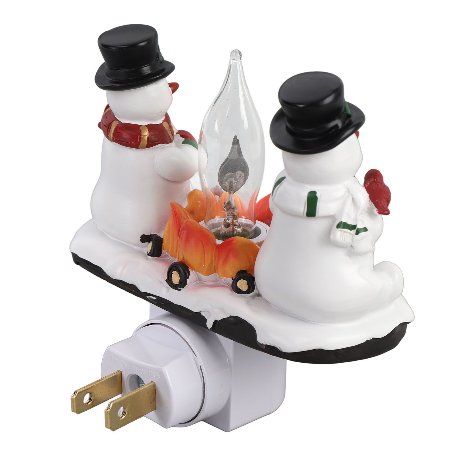Xmas Night Light Plug in Xmas Campfire Flickering Light Resin Craft Decoration view 11