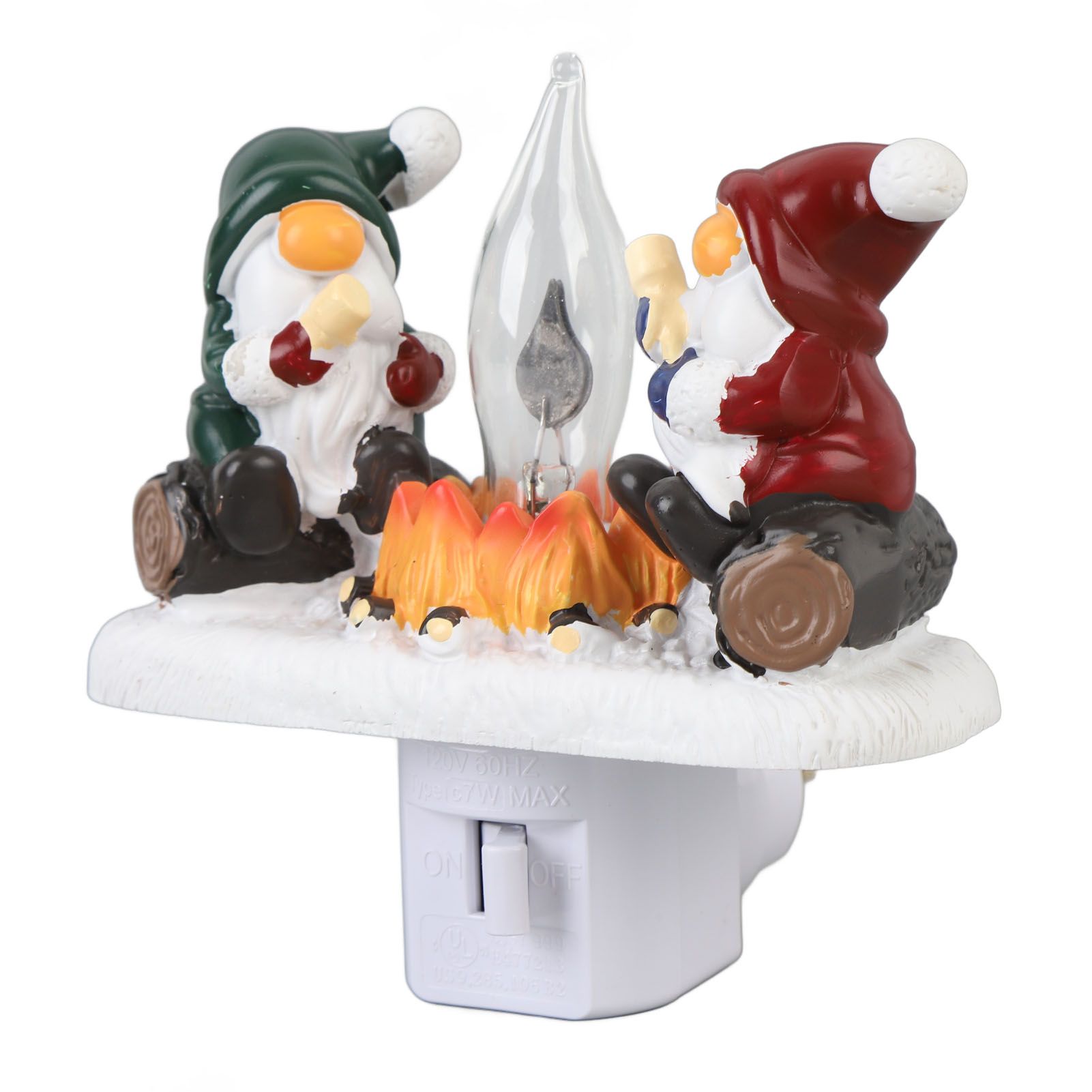 Xmas Night Light Plug in Xmas Campfire Flickering Light Resin Craft Decoration
