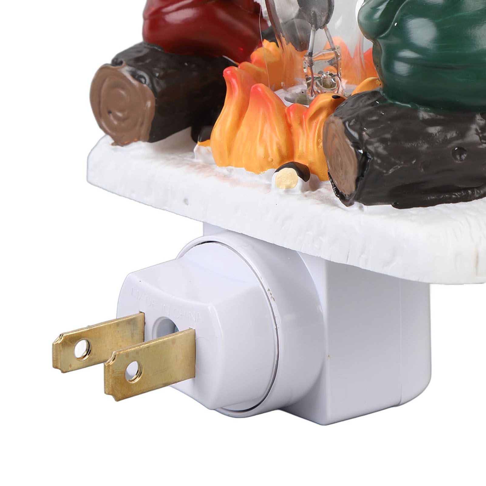 Xmas Night Light Plug in Xmas Campfire Flickering Light Resin Craft Decoration view 2