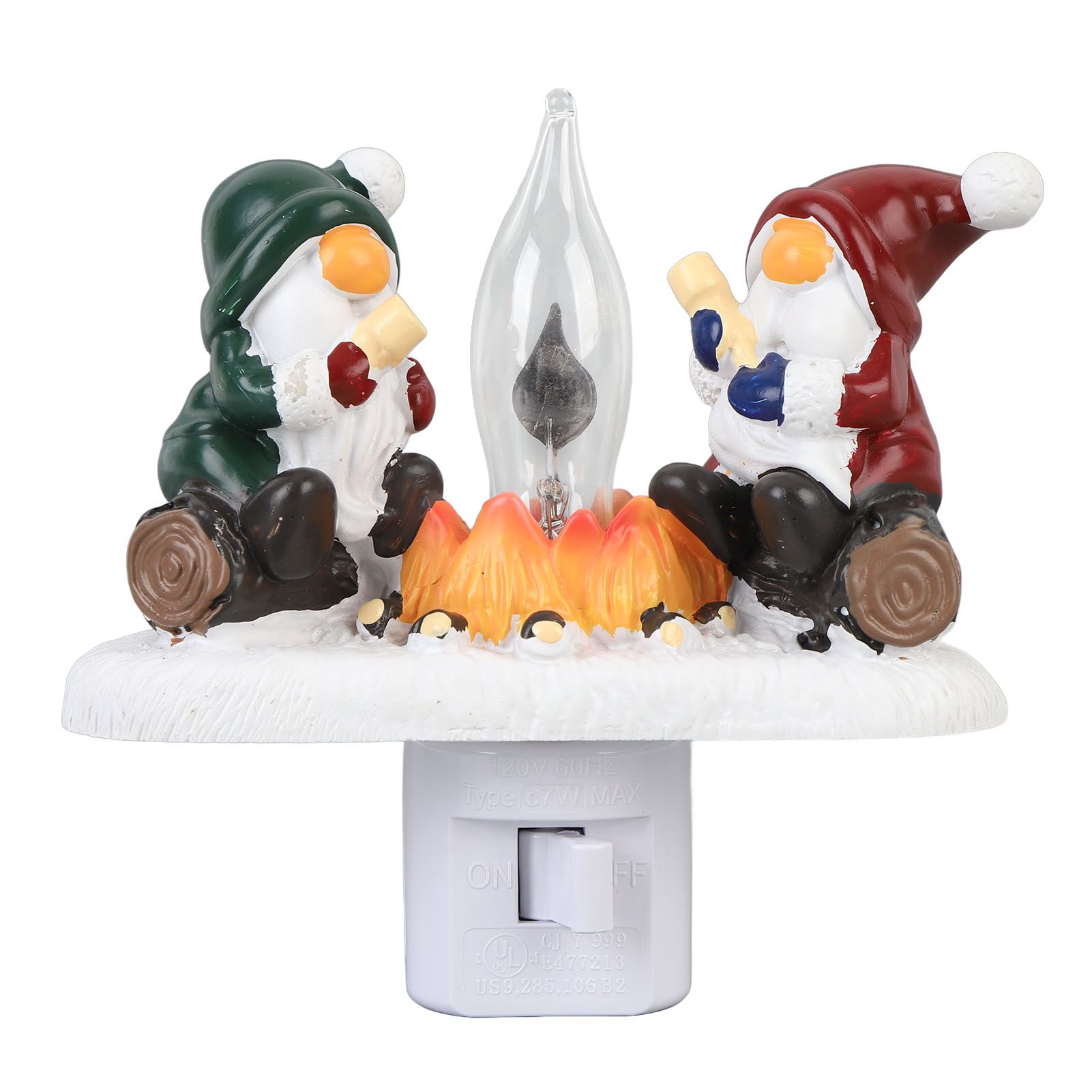 Xmas Night Light Plug in Xmas Campfire Flickering Light Resin Craft Decoration view 3